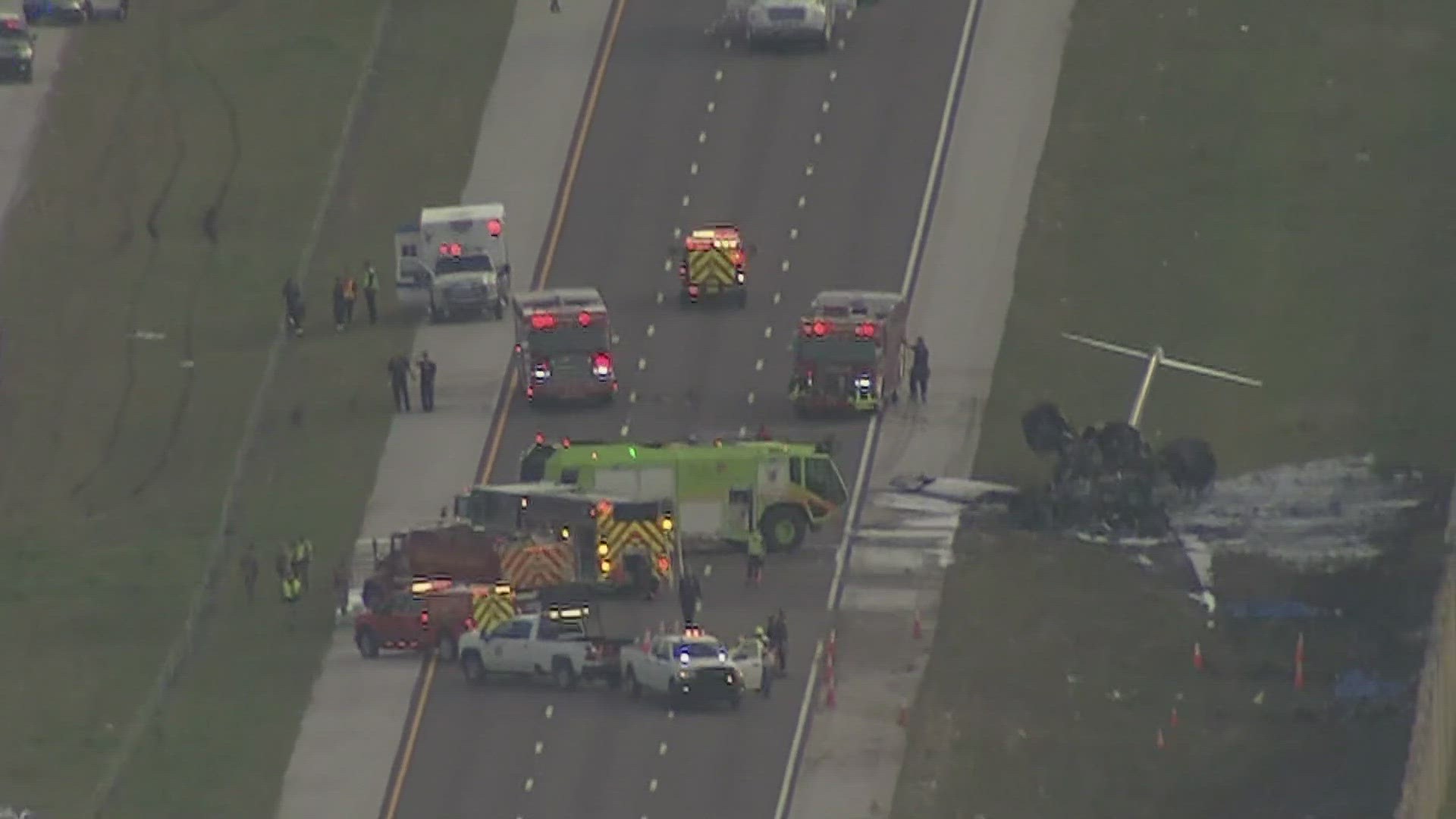 The Florida Highway Patrol told 3News sister station WTSP that the plane collided with a vehicle as it attempted to land on Interstate 75 in Collier County.