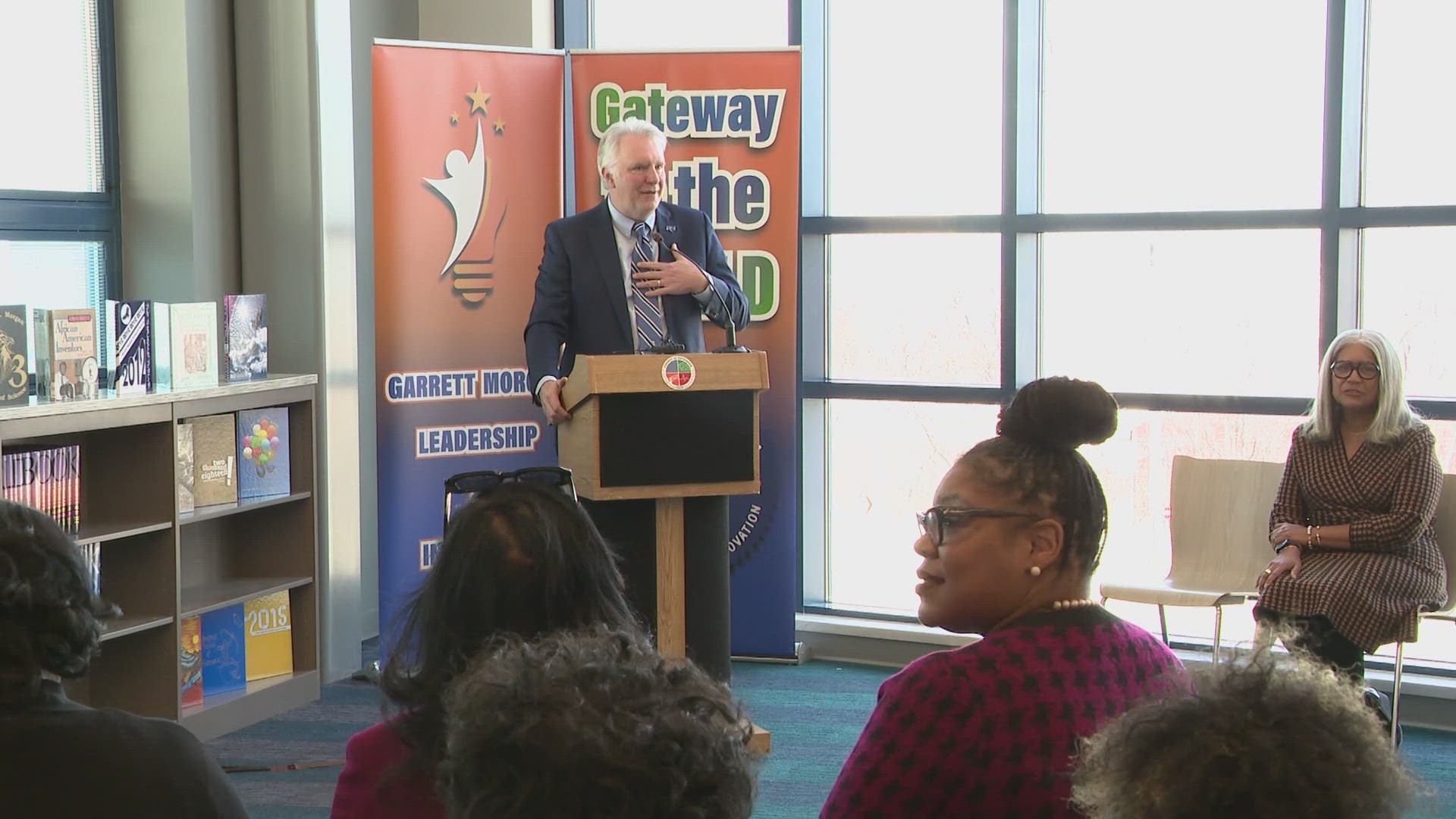 Cuyahoga County Executive Chris Ronayne visited the Garrett Morgan School of Science in Cleveland to announce 'Garrett Morgan Day' on March 4.