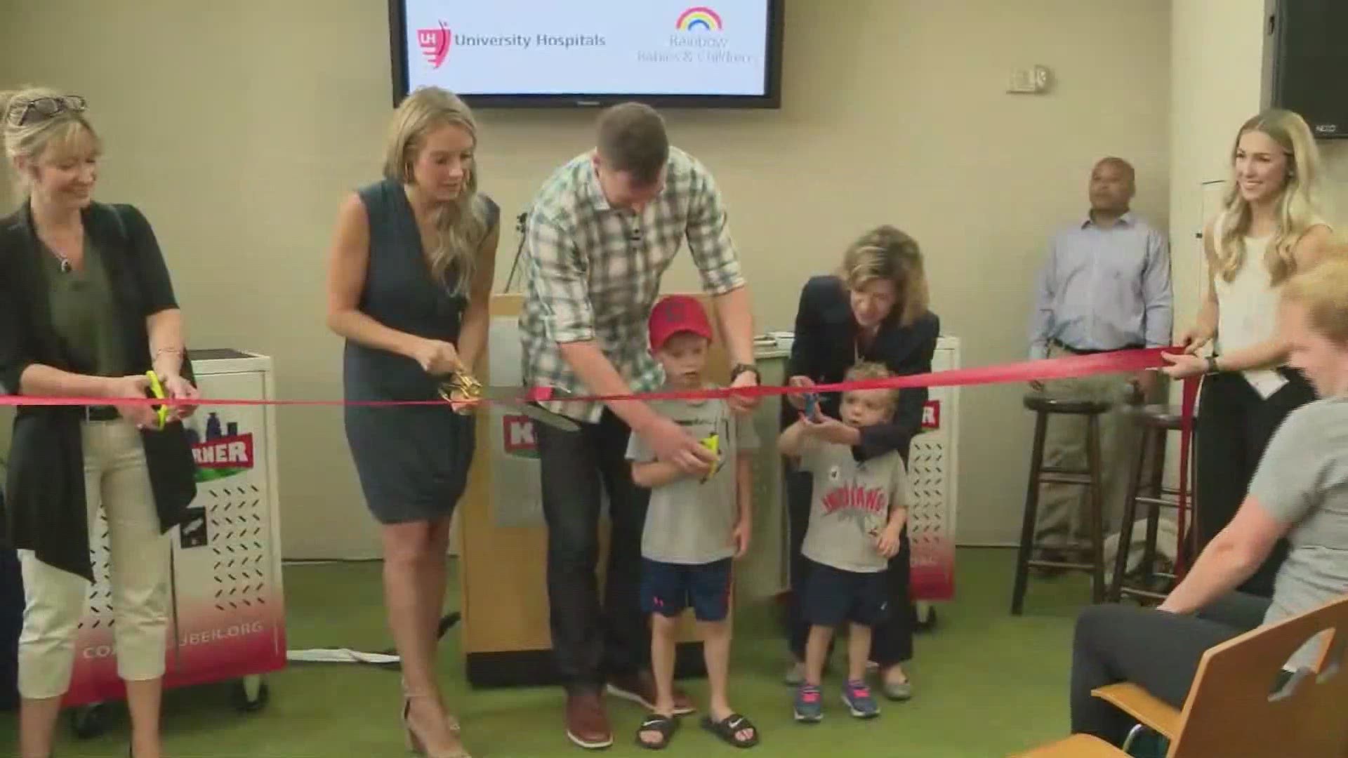June 25, 2019: Welcome to Kluber’s Korner. The Cleveland Indians star pitcher unveiled the first 'Kluber’s Korner' at University Hospitals Rainbow Babies & Children’s Hospital on Tuesday morning. Kluber and his wife were there for the grand opening.