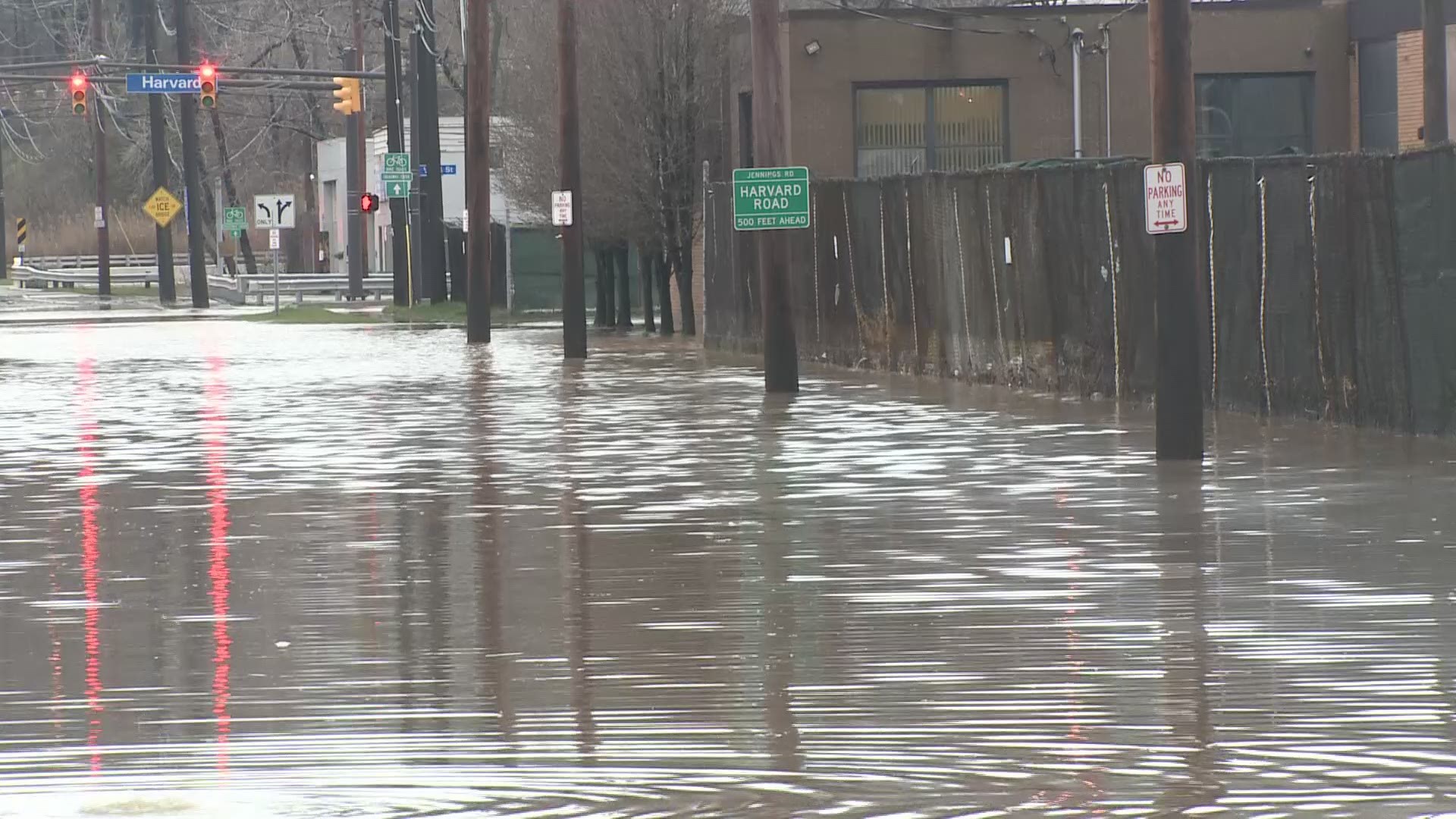 Rising floodwaters, at least three to four feet, shut down Jennings Road between Old Dennison and Harvard Avenue for several hours Sunday morning.