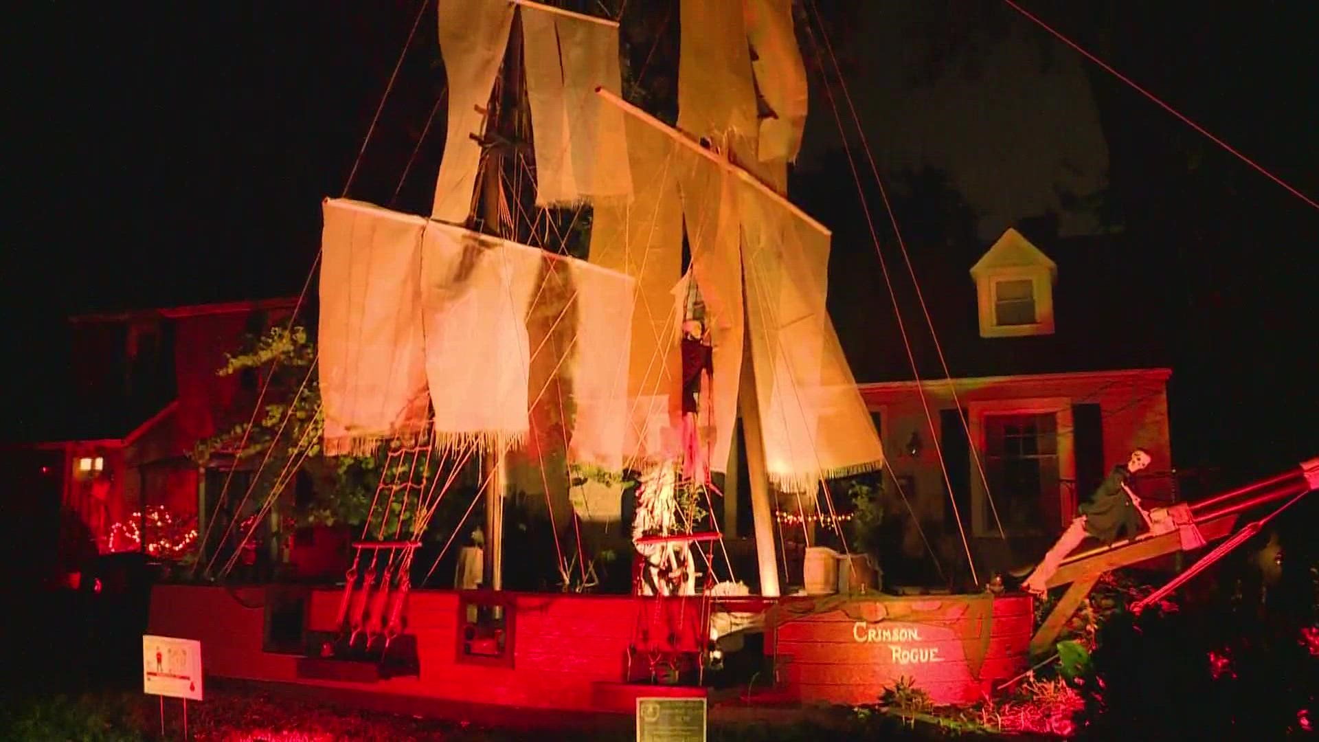 Epic Halloween decorations in Bay Village showcase massive pirate
