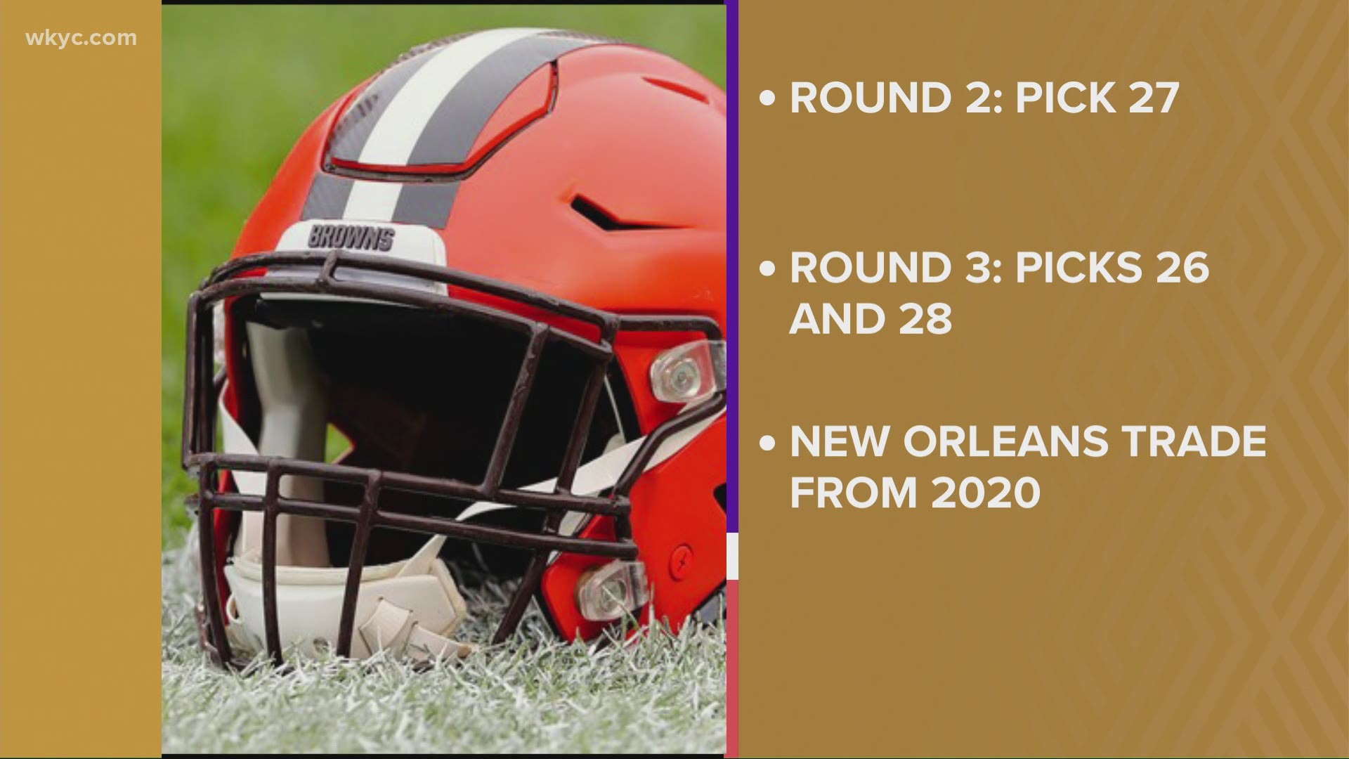 The Cleveland Browns have one pick in Round 2 with No. 27. For Round 3, they have picks 26 and 28.