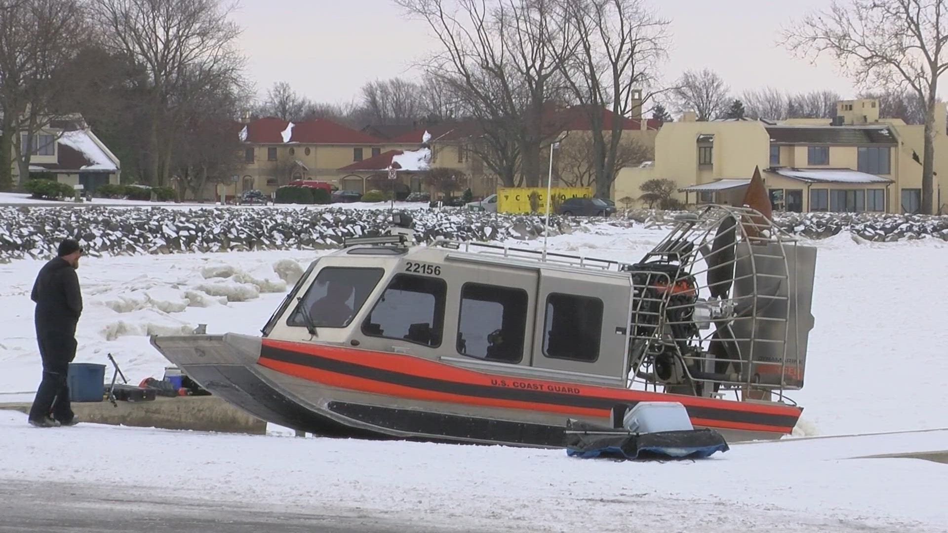 The U.S. Coast Guard and local crews from Put-In-Bay and Ottawa County rescued the ice fishermen who became stranded on a floe.