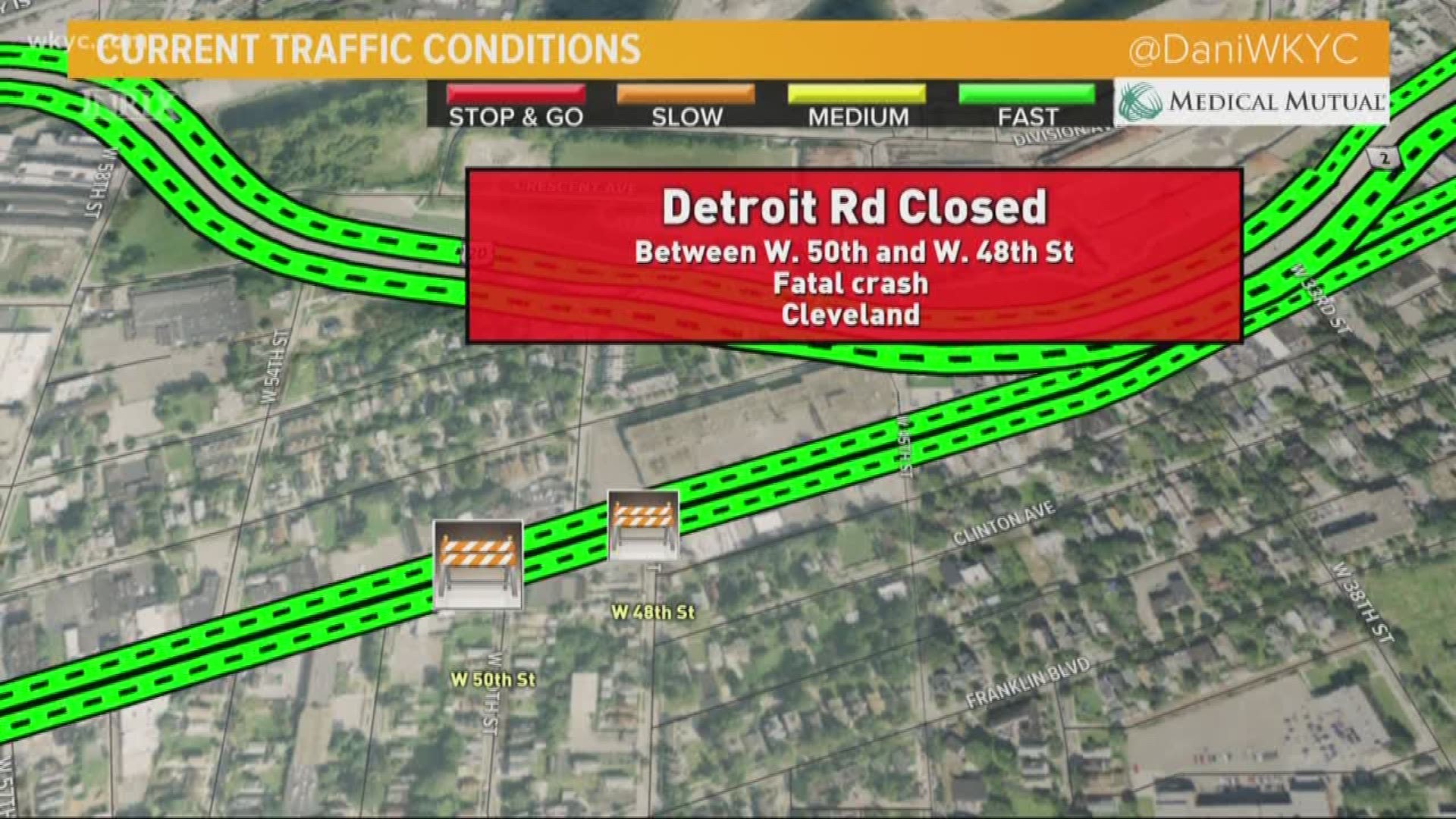 May 29, 2019: Authorities say one person is dead following an early morning crash involving two vehicles on Detroit Road. As a result, crews closed Detroit Road between West 50th and West 48th.