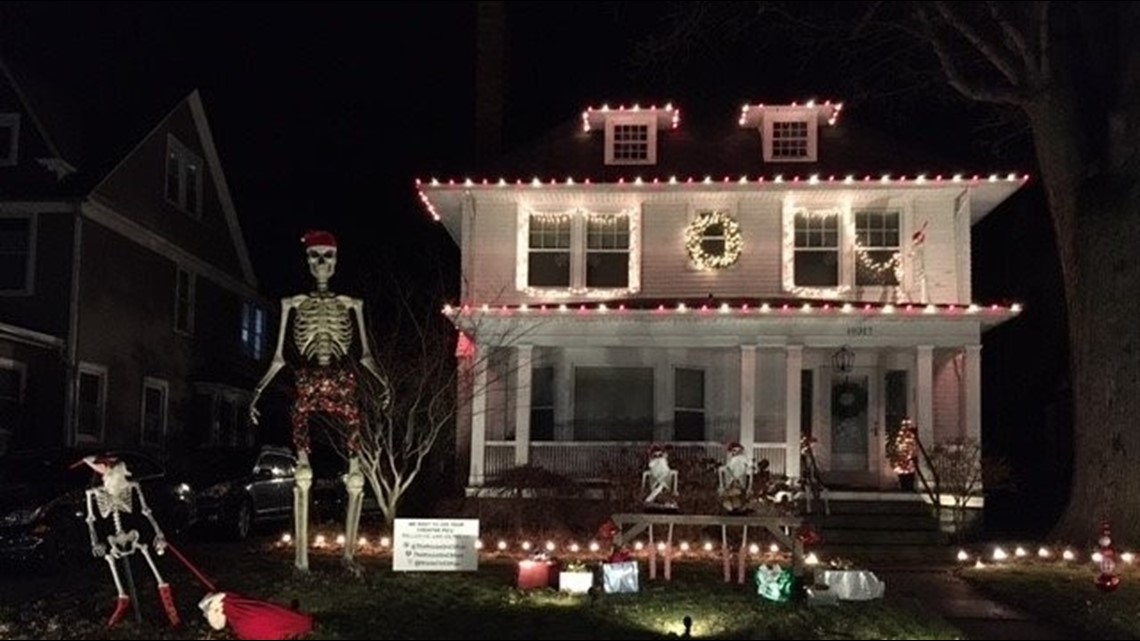Cleveland Christmas Halloween 2022 12 Foot Skeleton Used For Christmas Decoration In Cleveland | Wkyc.com