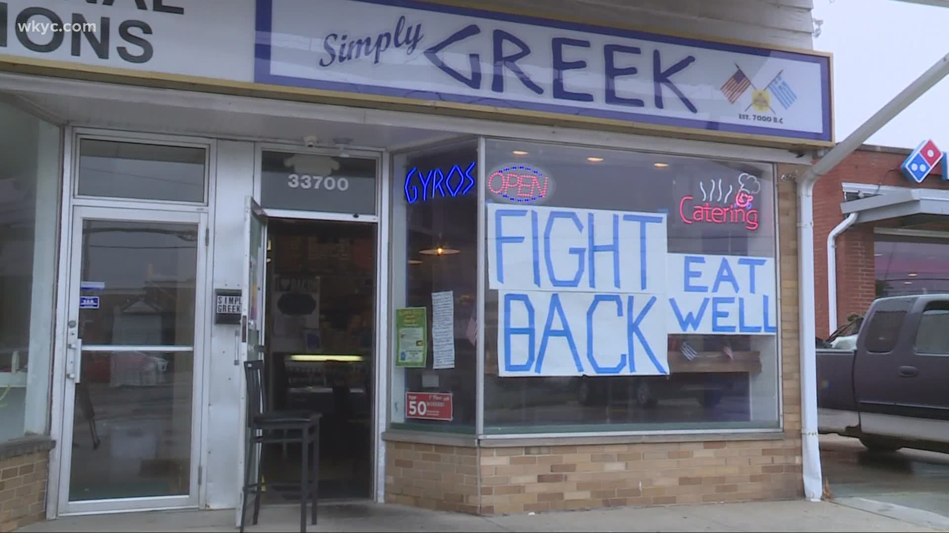 The workers at Simply Greek are apparently not wearing masks. The owner says he has an exception to the rule.