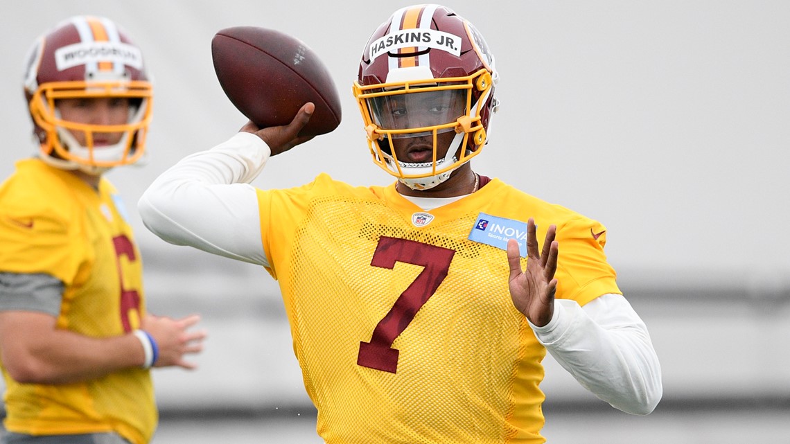 Cleveland, Ohio, USA. 08th August, 2019. Washington Redskins quarterback  Dwayne Haskins (7) at the NFL Preseason Week 1 football game between the  Washington Redskins and the Cleveland Browns at First Energy Stadium