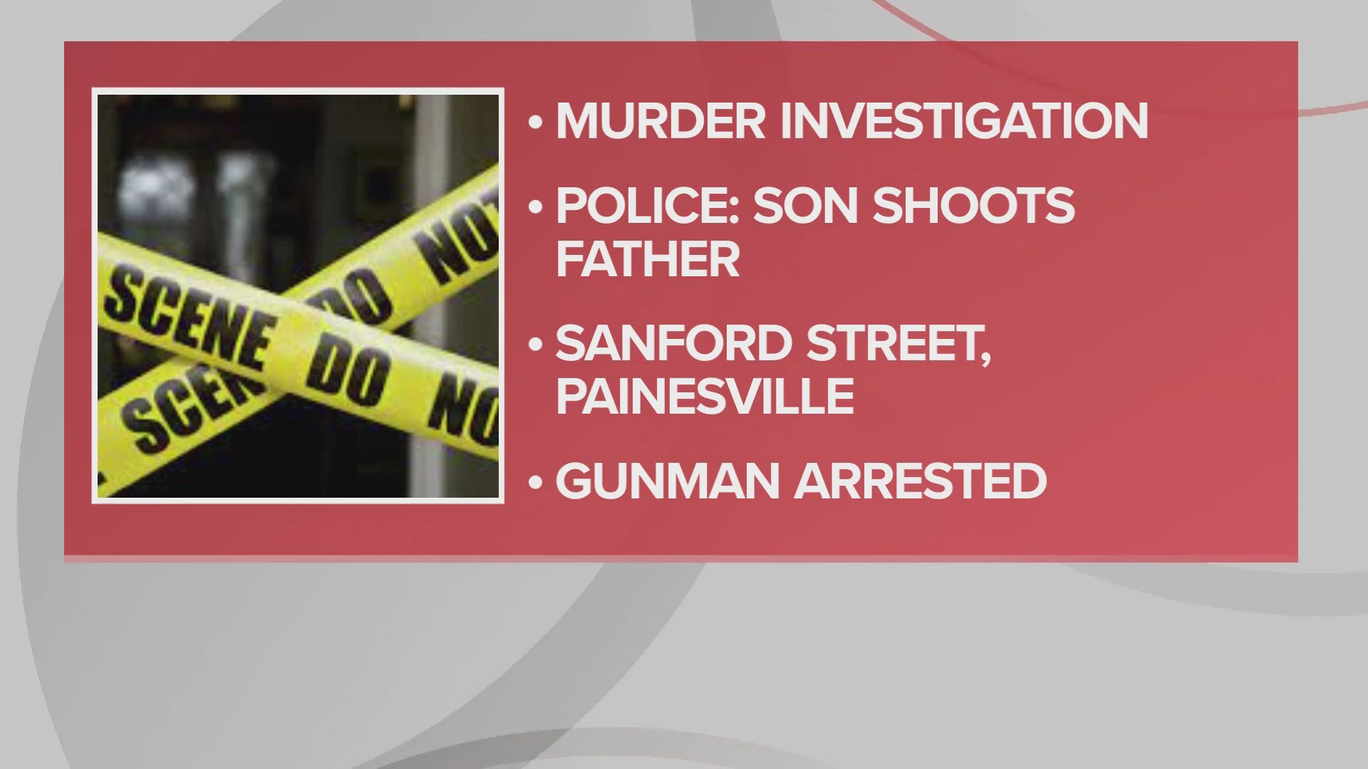 Officers responded to a shooting that killed a 67-year-old man in the 300 block of Sanford Street just before 1 a.m. Sunday and arrested the victim's 23-year-old son