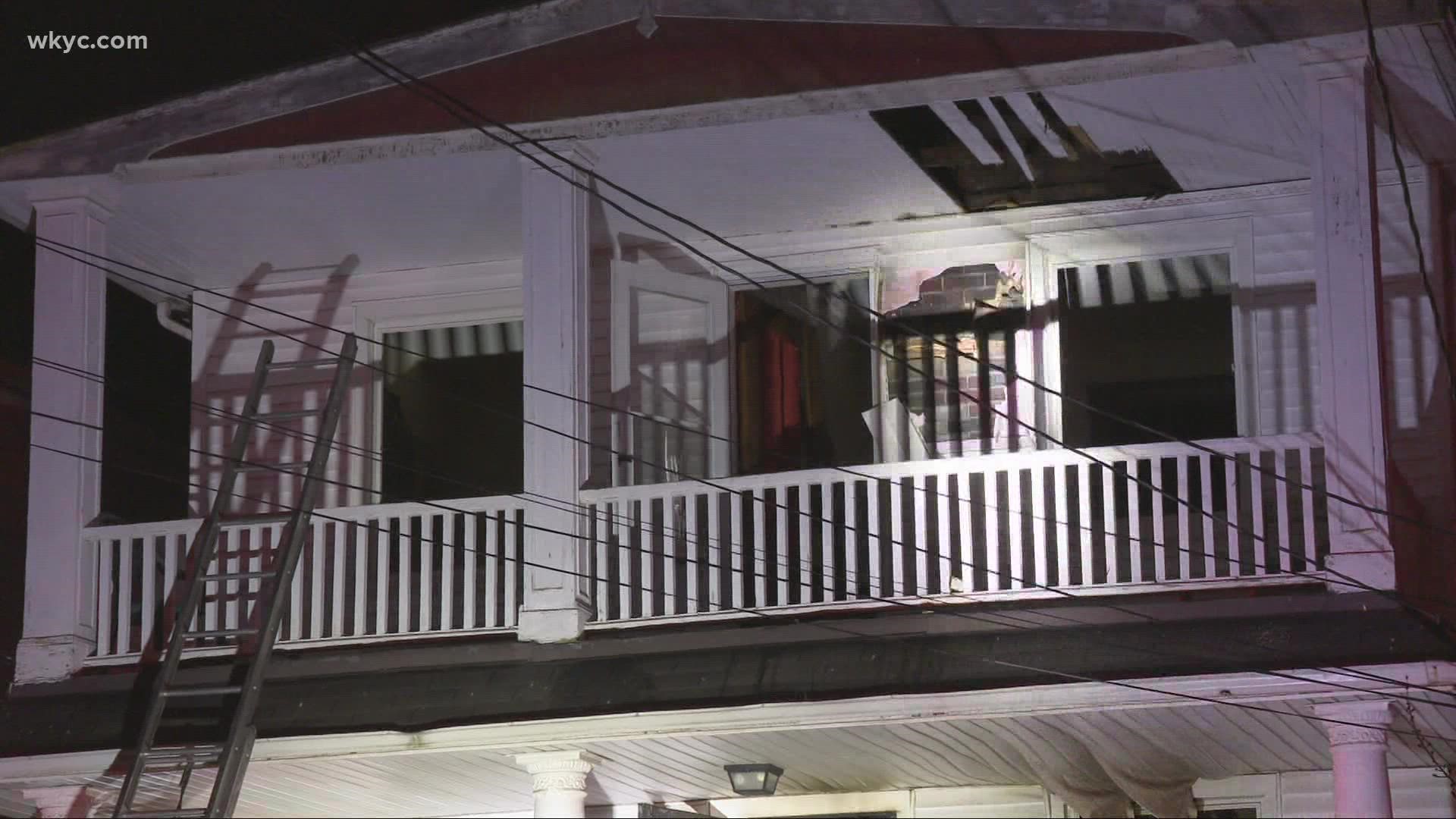 Three people were inside when the blaze broke out. A man is also in critical condition.