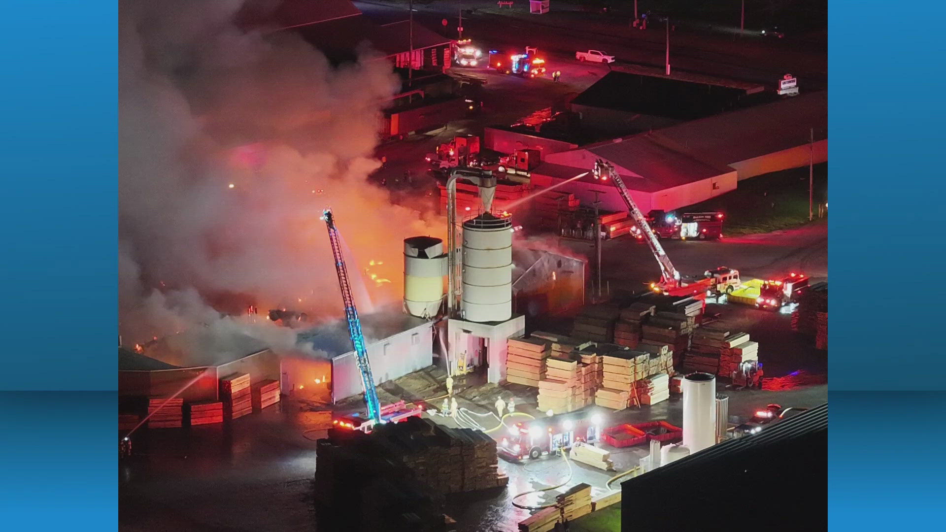 24 fire departments respond to 5-alarm lumberyard fire in Wayne County ...