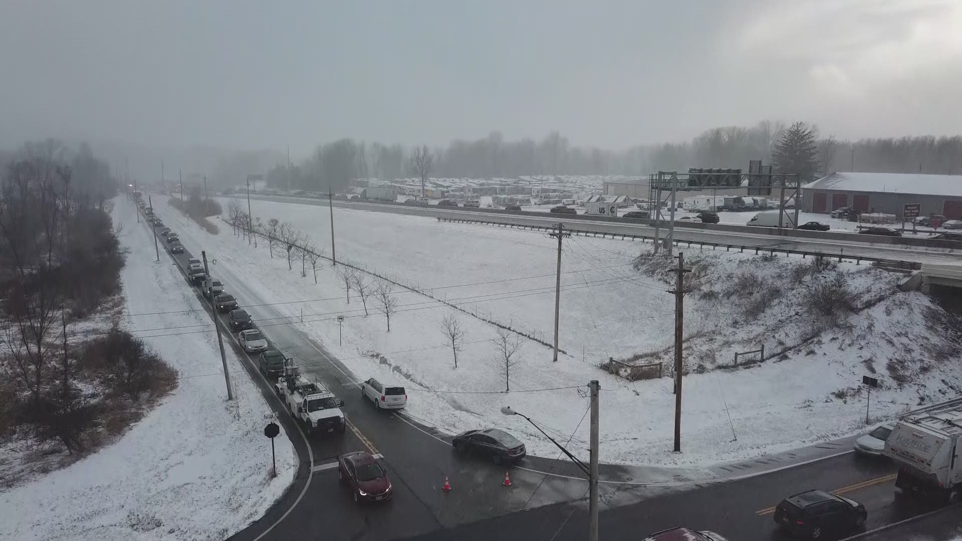 Drone footage: Route 8 multi-car accident