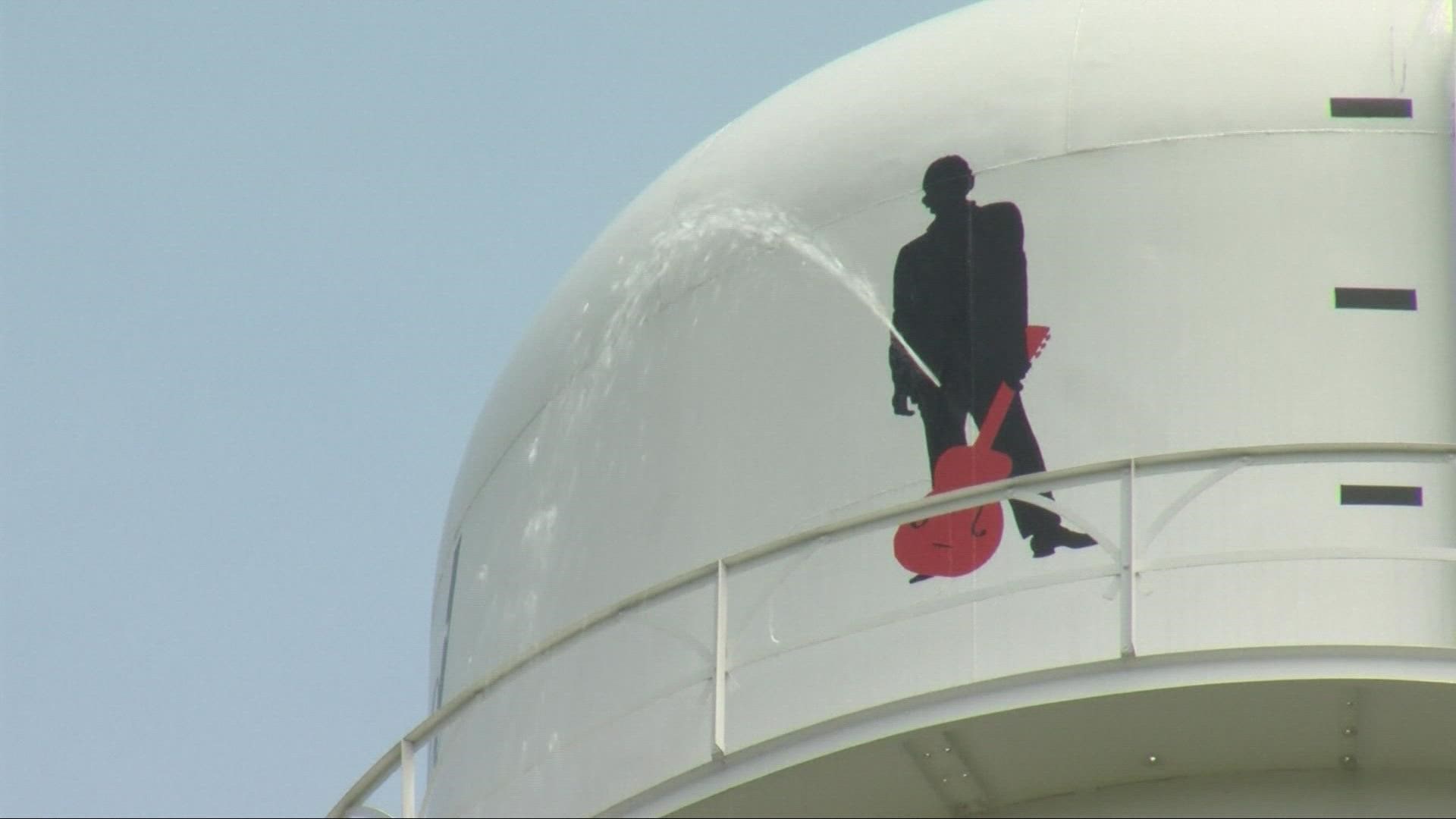 Someone shot the Johnny Cash water tower in a sensitive area last week and it's turning out to be a pretty expensive prank.