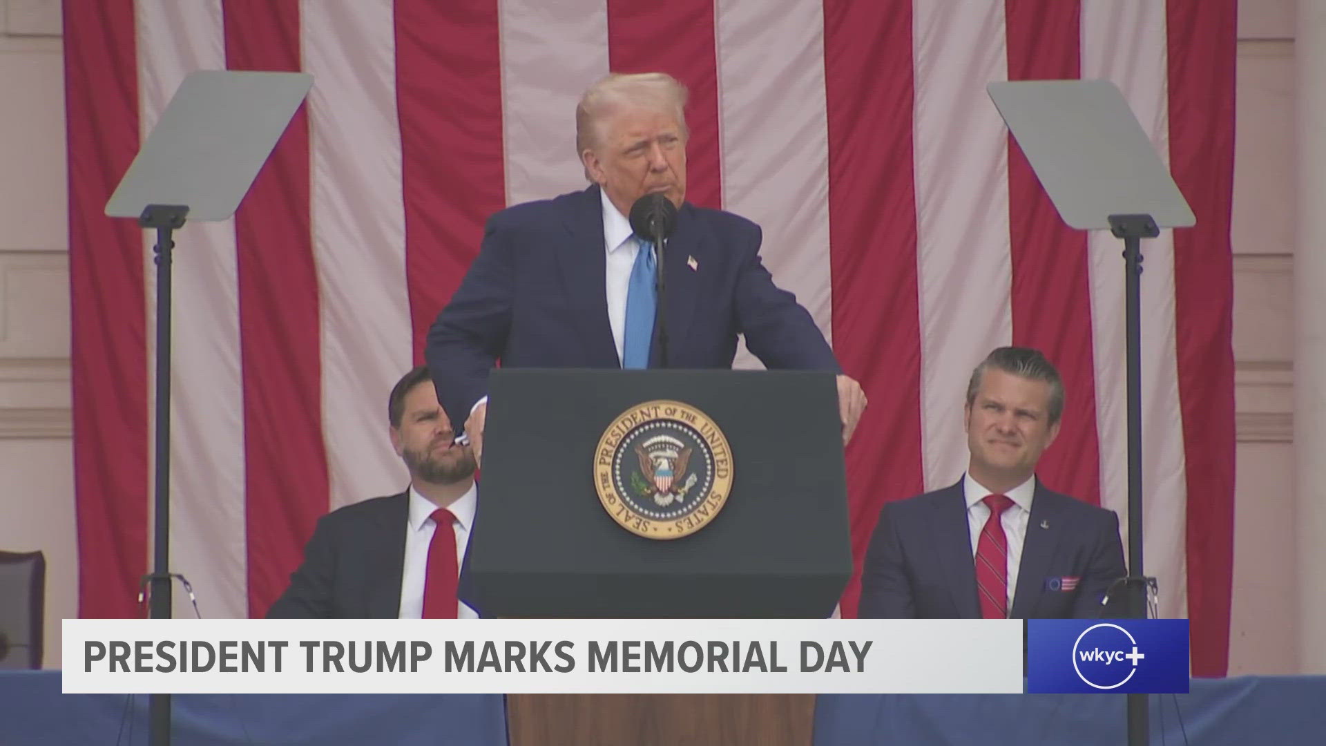 President Donald Trump delivered remarks at Arlington National Cemetery to commemorate Memorial Day.