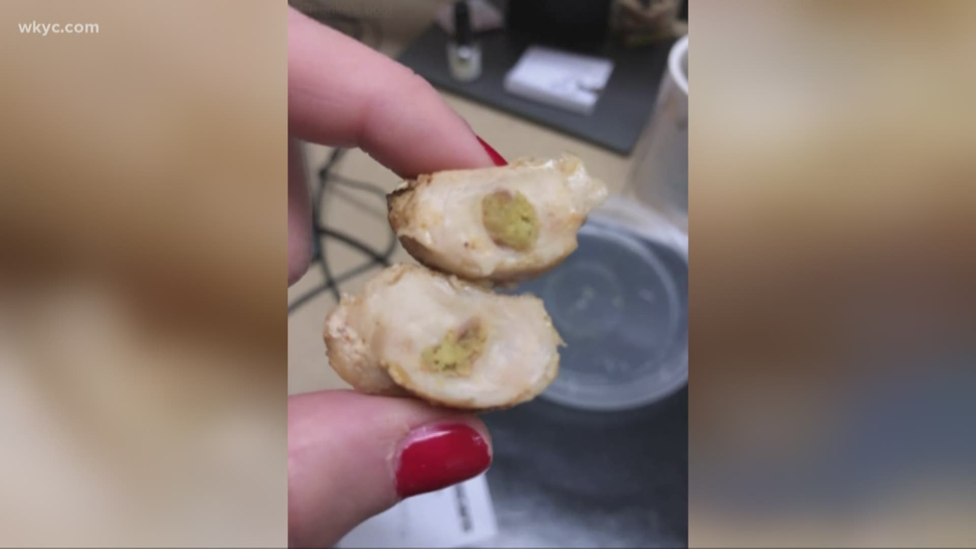 Woman discovers mysterious substance inside chicken
