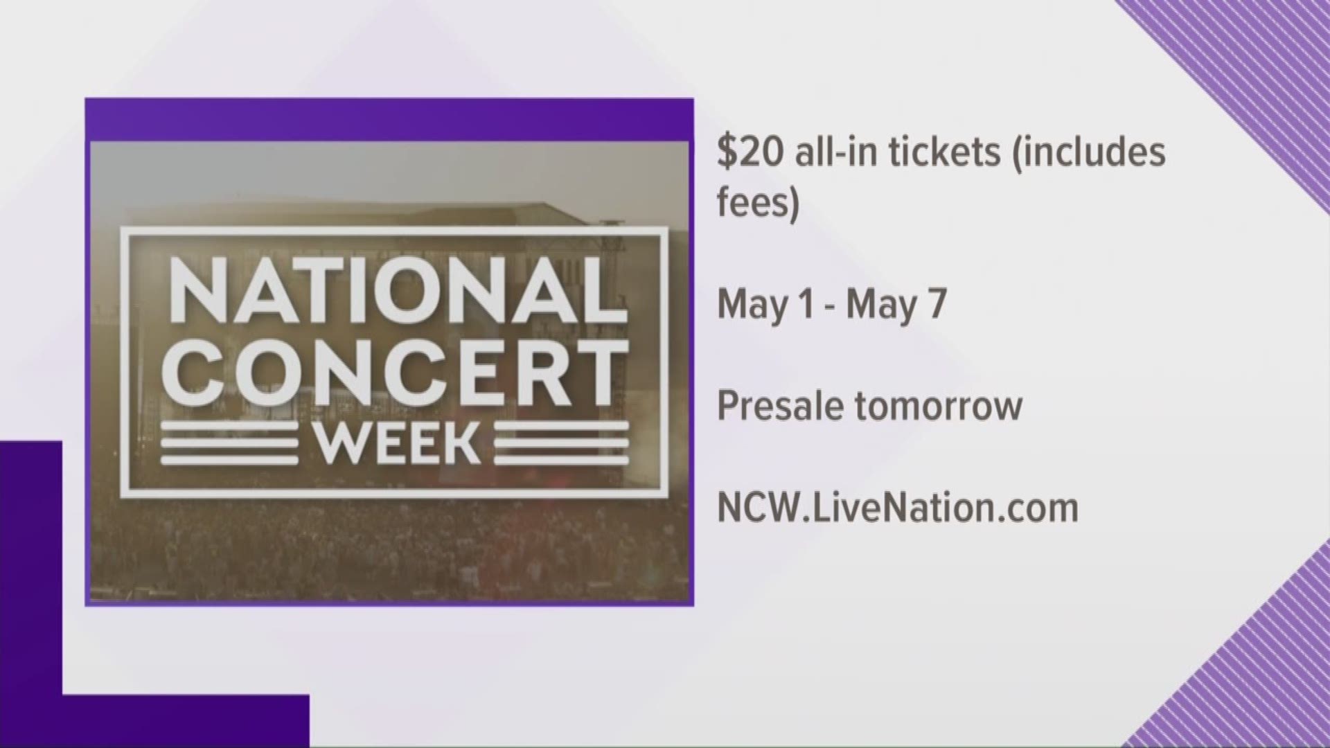 Live Nation selling $20 concert tickets