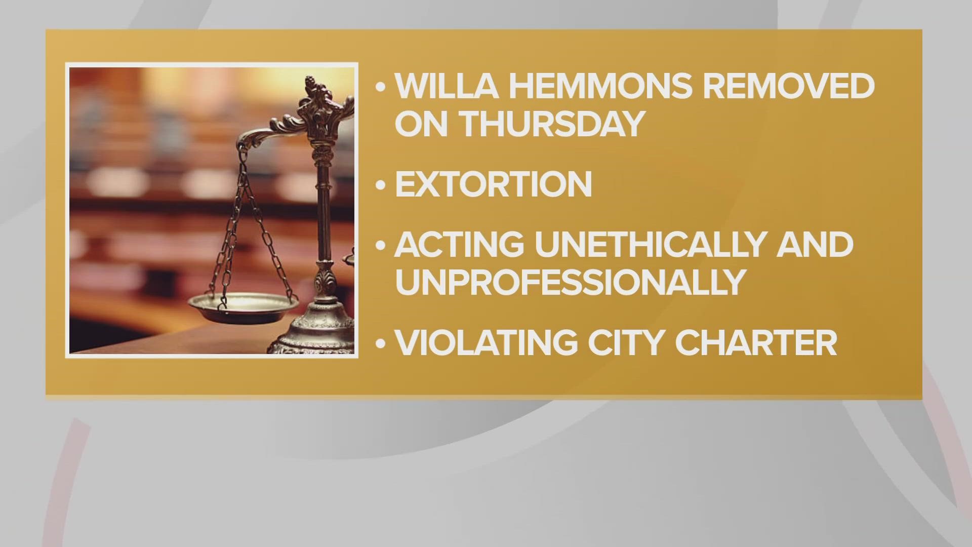East Cleveland City Council voted to remove law director Willa Hemmons on Thursday.