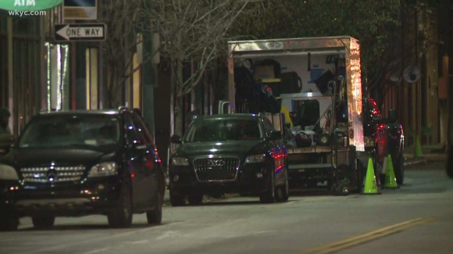 Production crews say truck parts were stolen from the set of 'Cherry' filming in Cleveland.