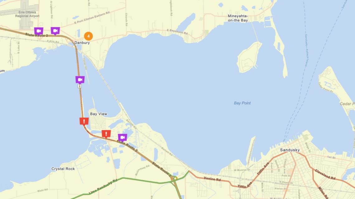 Snow and traffic troubles in Northeast Ohio: State Route 2 westbound in Erie County closed due to crash