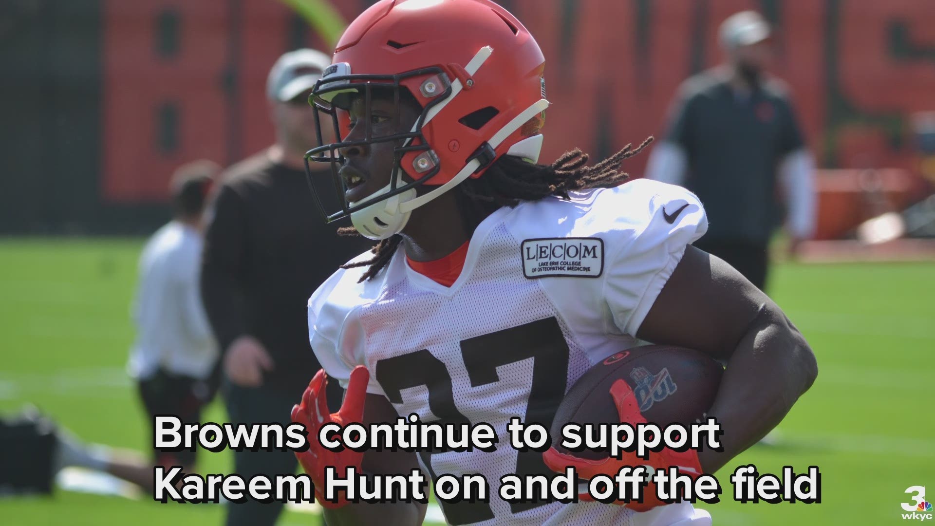 Coach Freddie Kitchens said he and GM John Dorsey attended Kareem Hunt's baptism Sunday to show him that the Cleveland Browns care about the person, not just the player.