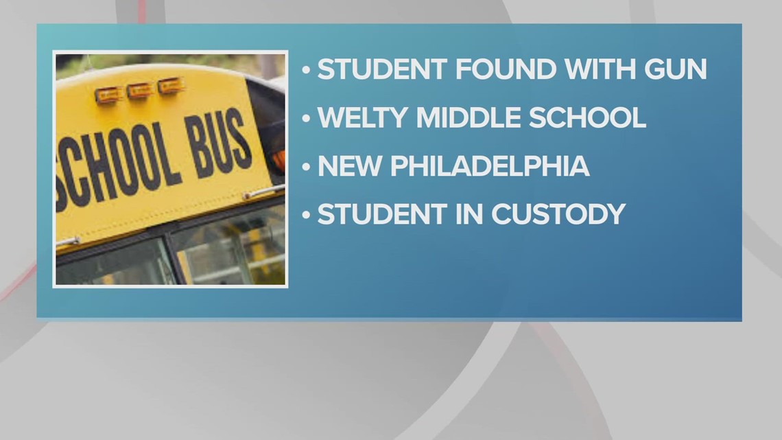 New Philadelphia middle school student found with gun, ammunition in backpack