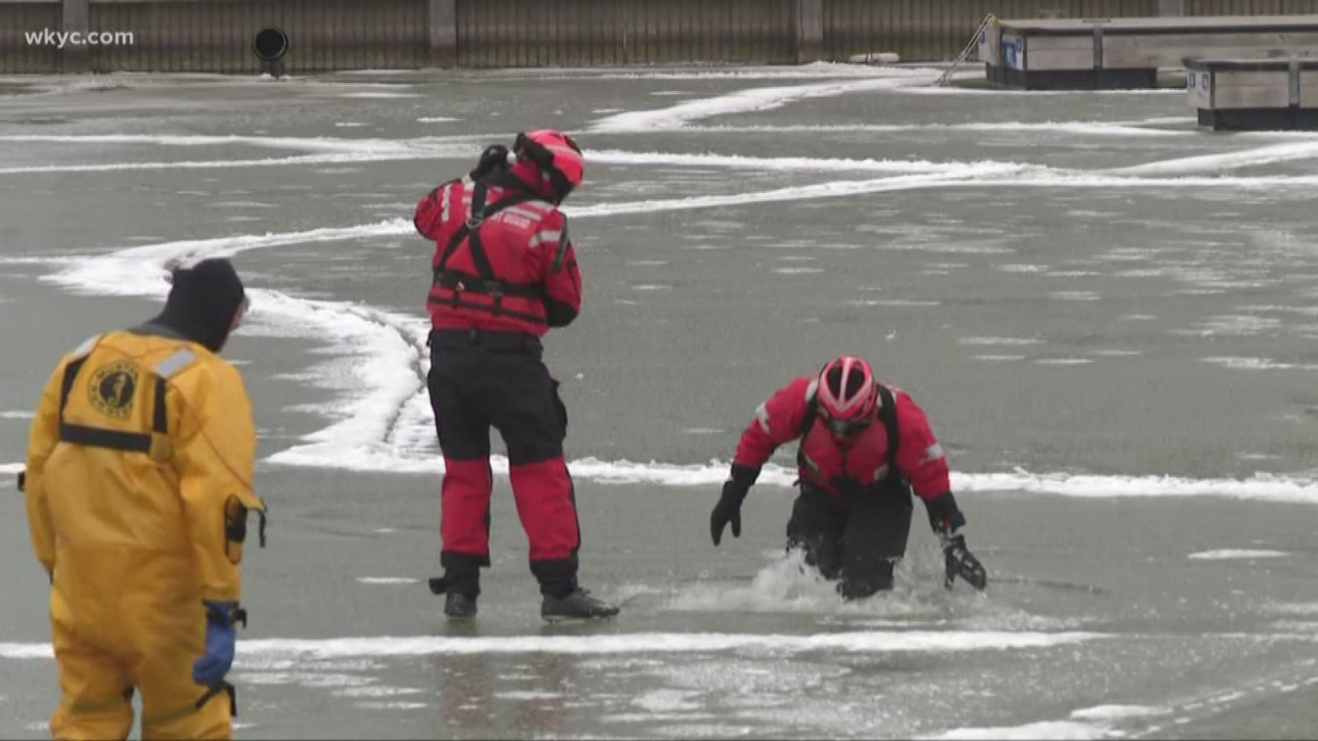 Ice training take place on Lake Erie