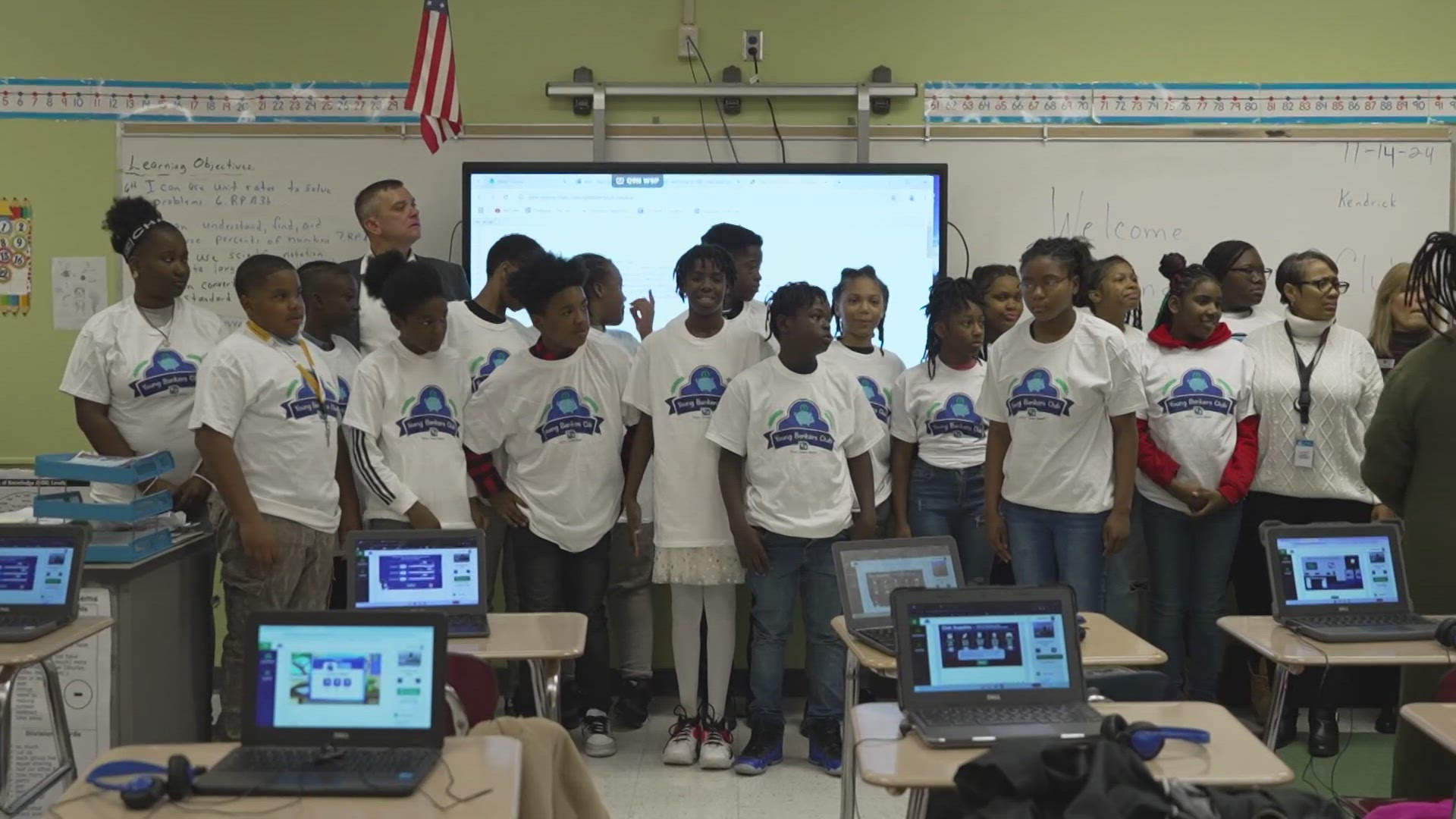 Volunteers from Fifth Third Bank rolled out their 'Young Bankers Club' at Harvey Rice School on Thursday. Students have 90 days to complete the program.