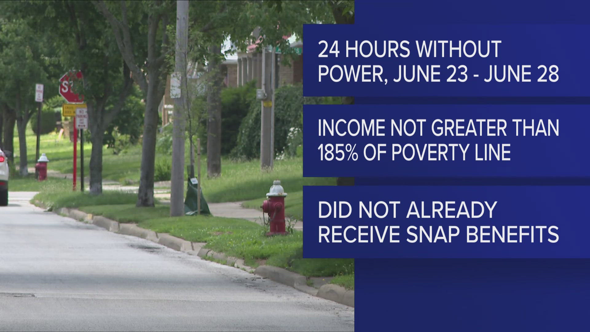City residents who were without electricity for at least 24 hours last week and bring in a certain household income or lower are eligible while supplies last.