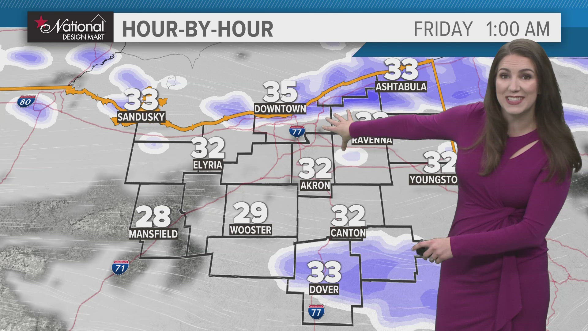 The NWS said snow could fall at a rate of 1-2 inches per hour in some areas, leading to poor visibility as low as a quarter of a mile.