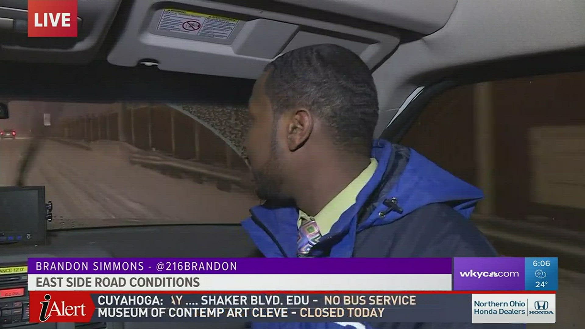Driving conditions on Cleveland's east side with Brandon Simmons
