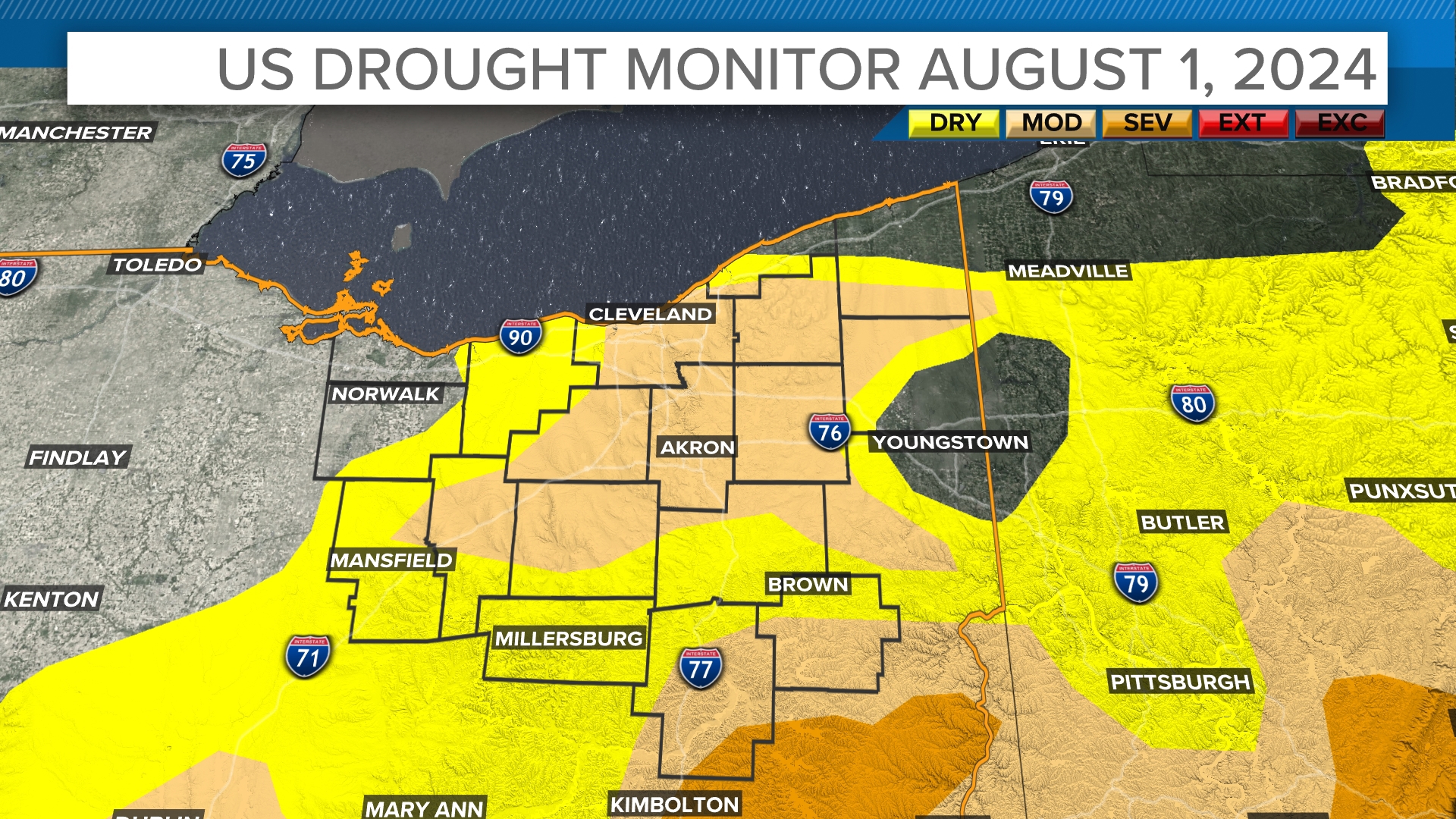 Update on Drought Monitor for Northeast Ohio as August begins | wkyc.com