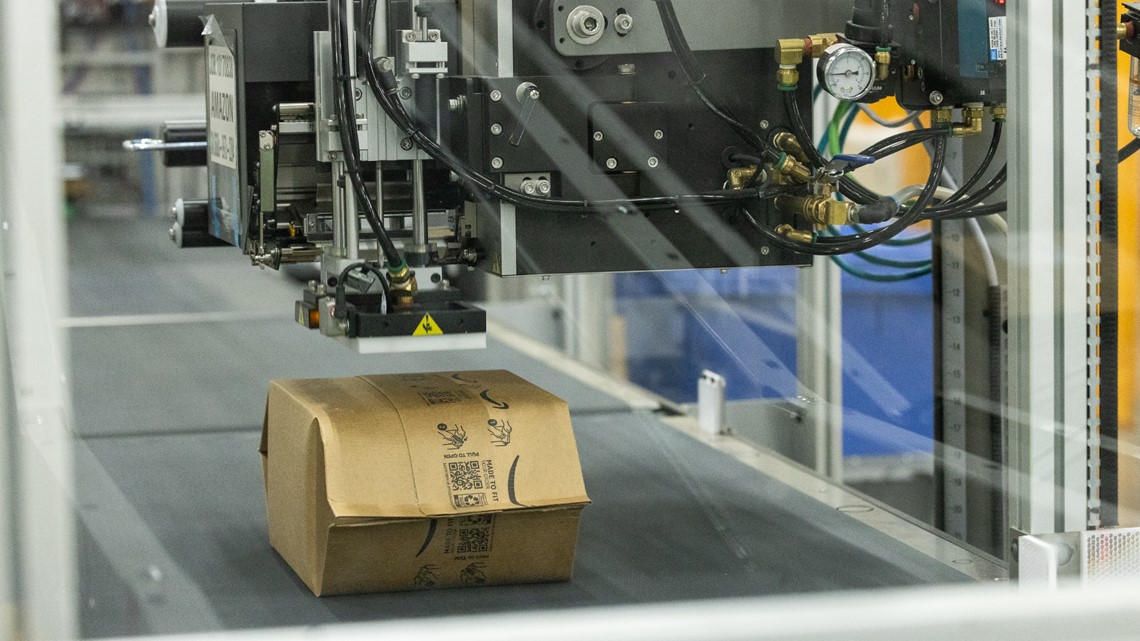 fulfillment center eliminates plastic outbound packaging