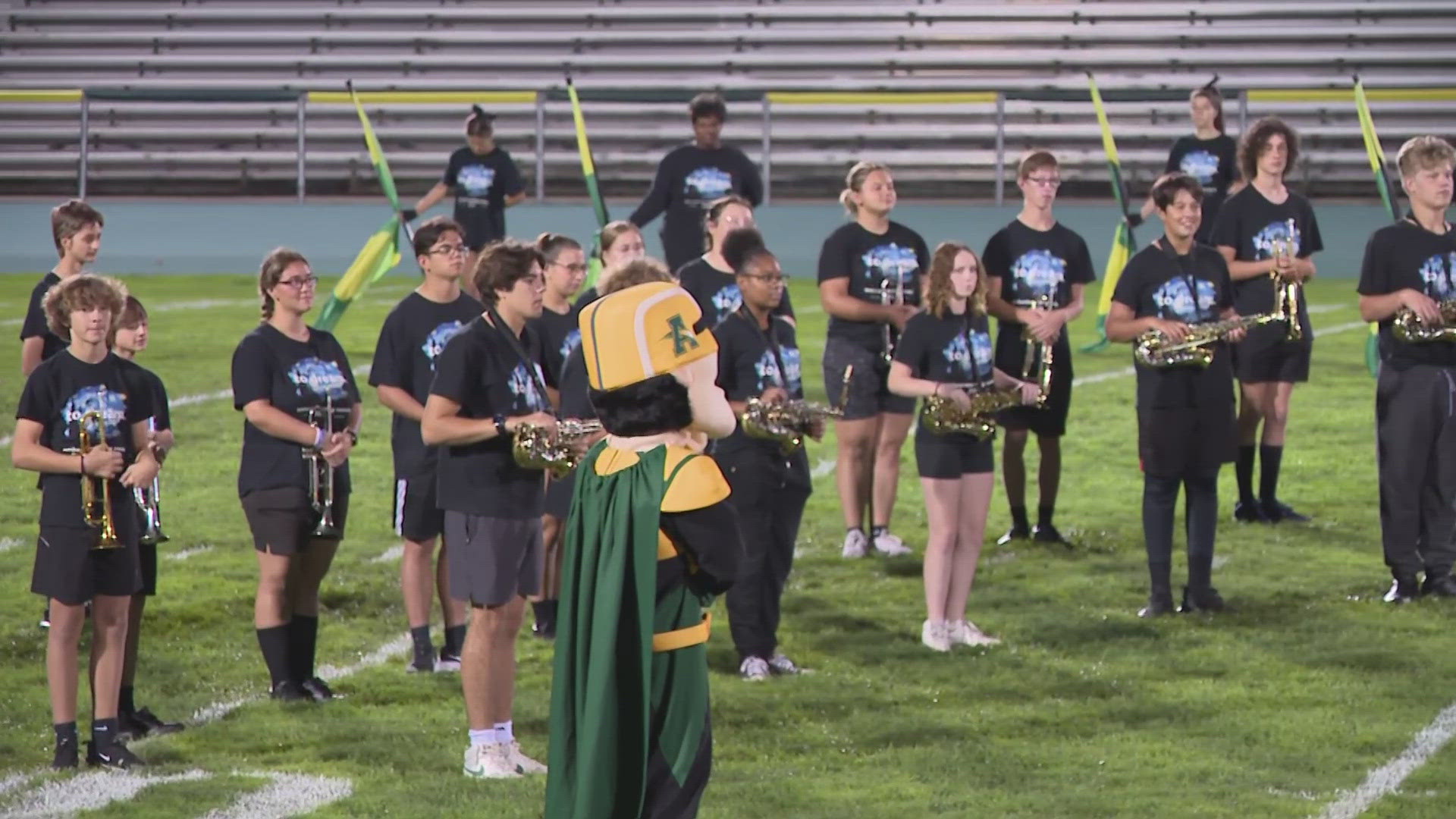Talking with members of the Amherst Comets marching band: Friday ...