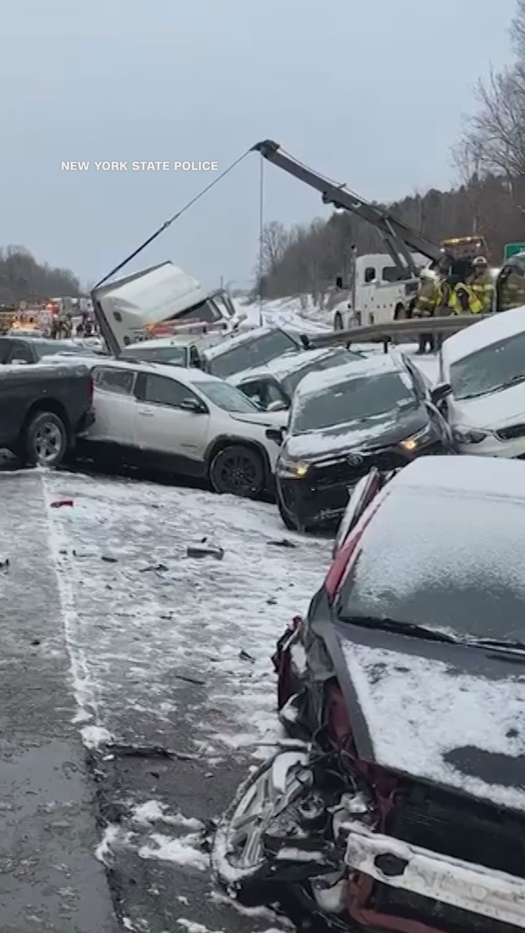Snowy conditions to blame for 30-car pileup on New York interstate ...