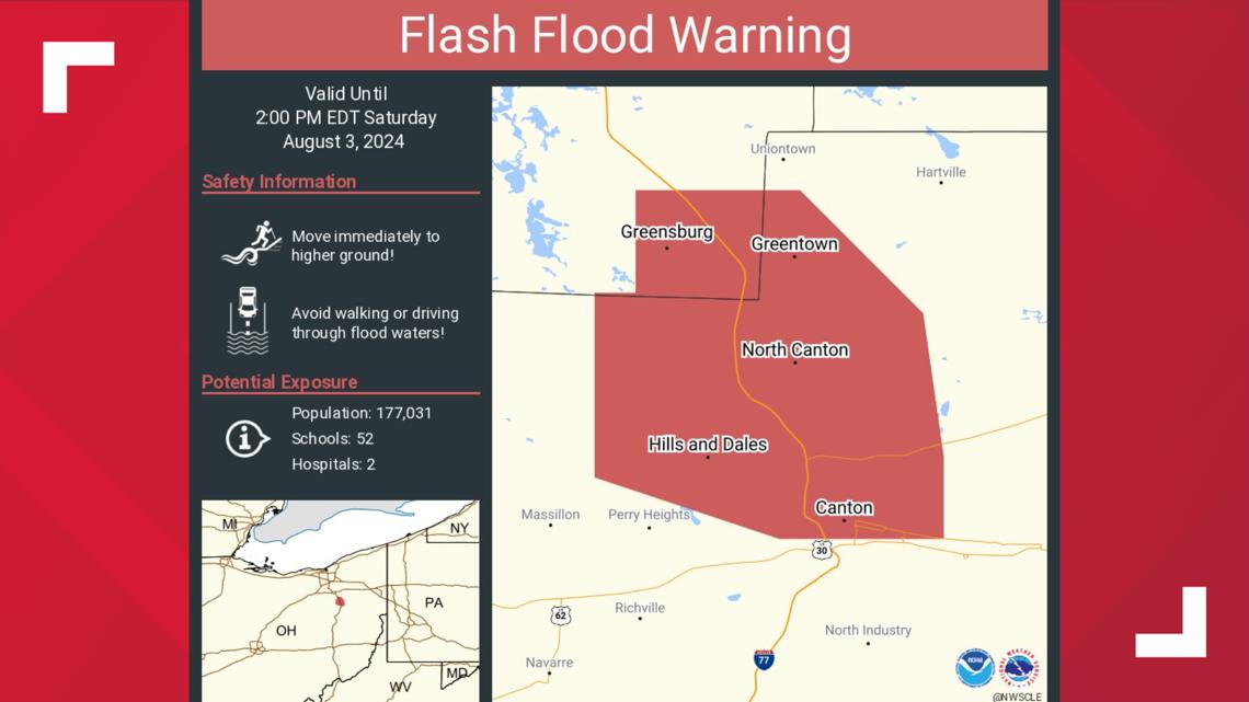 NWS issues Flood Warning in Stark, Summit counties; Flash Flood Warning ...