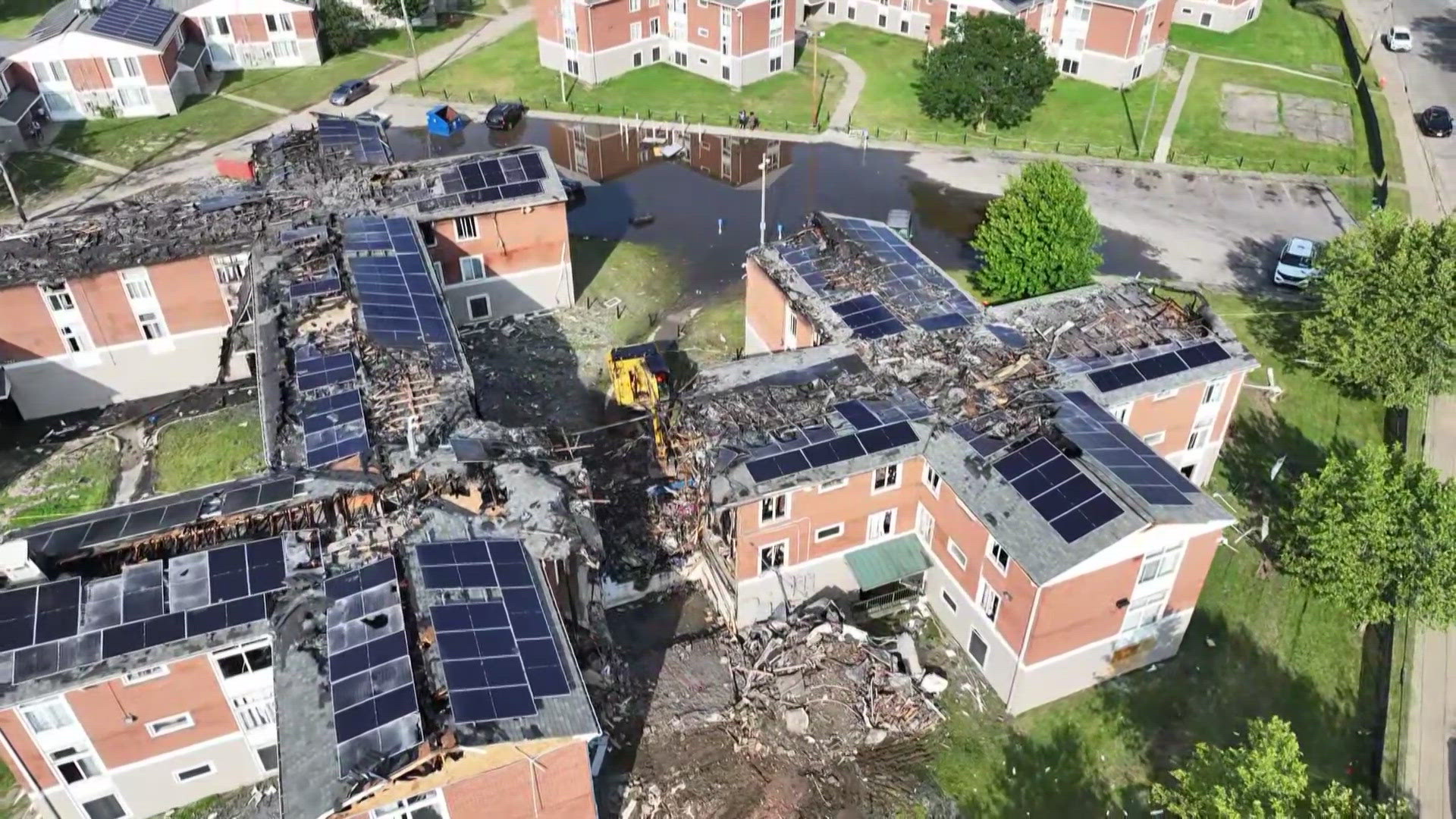 Damage to the Rainbow Terrace Apartments is estimated at $3.5 million. A total of 44 units were destroyed, displacing more than 100 residents.