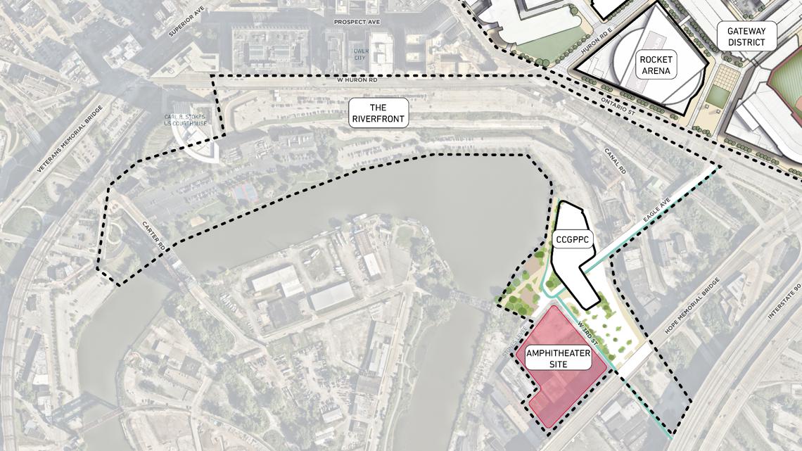 Bedrock, Rock Entertainment Group unveil plans for 6,200-seat outdoor amphitheater on Cleveland riverfront operated by Live Nation