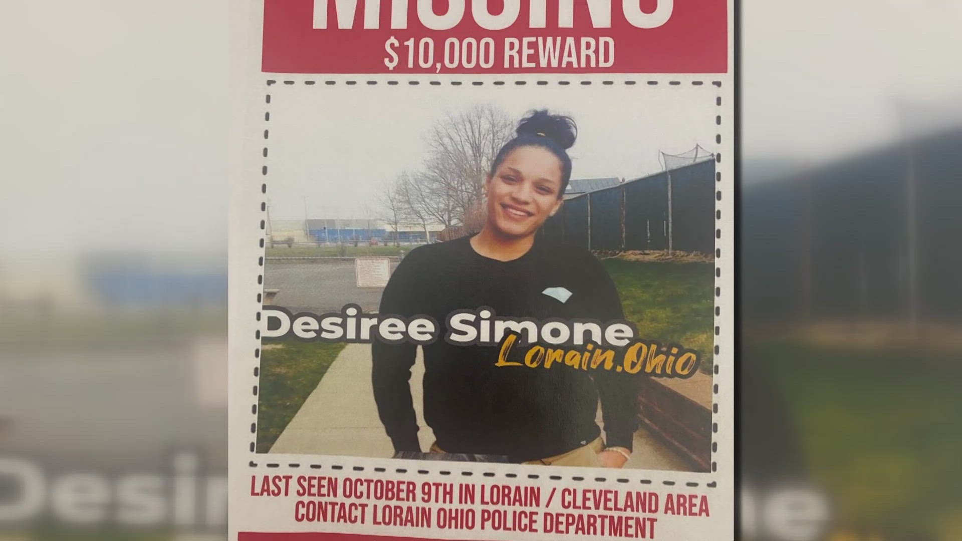 33-year-old Desiree Long was last seen on Oct. 9, according to Lorain police.