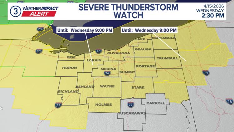 Severe Thunderstorm Watch in place for most of Northeast Ohio | wkyc.com