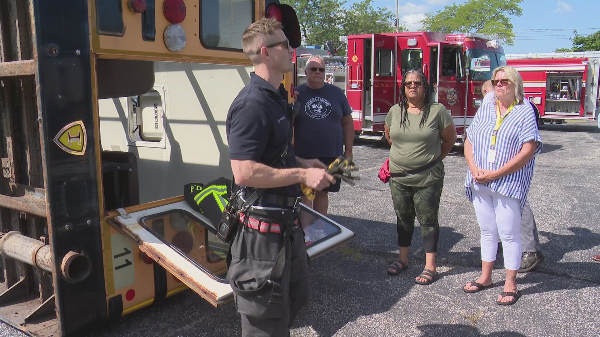 The South Euclid-Lyndhurst City School District and the Lyndhurst and South Euclid fire departments held the joint evacuation training and gave advice for parents.