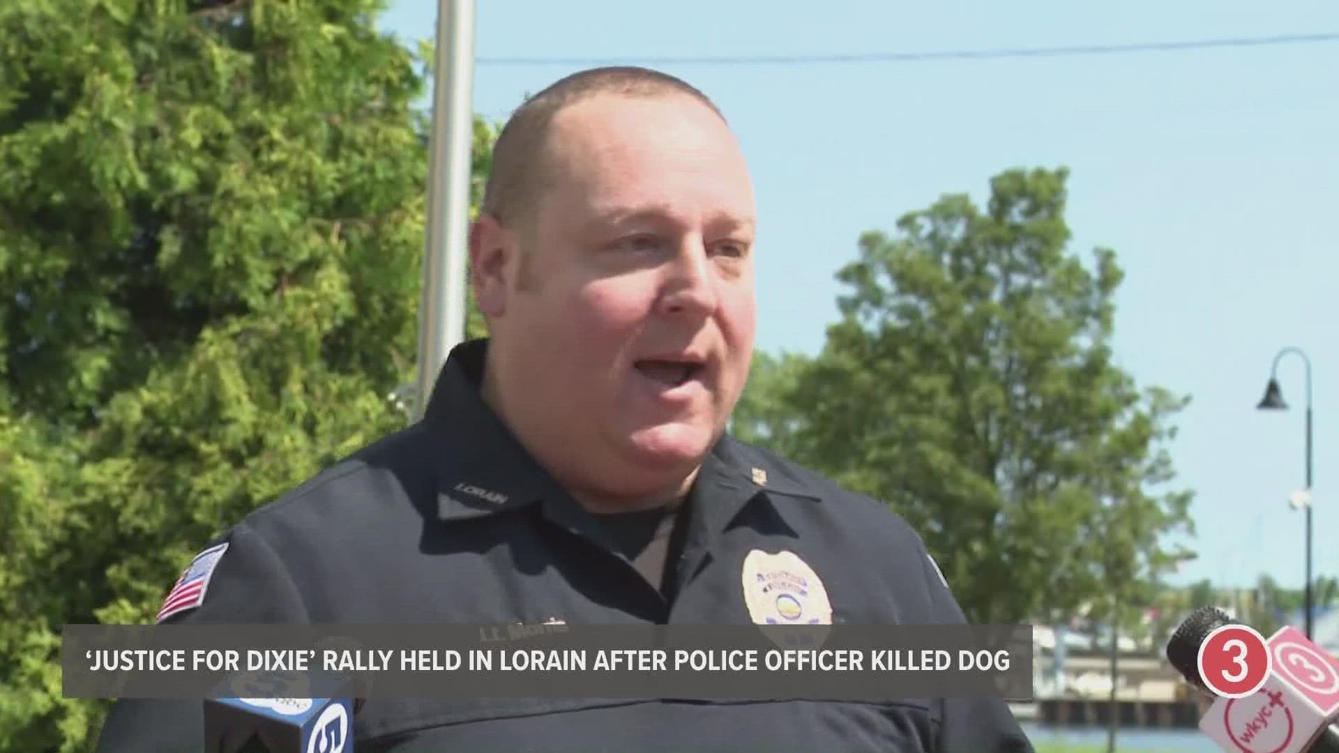 Lt. Jacob Morris of the Lorain Police Department spoke at the rally on the incident.