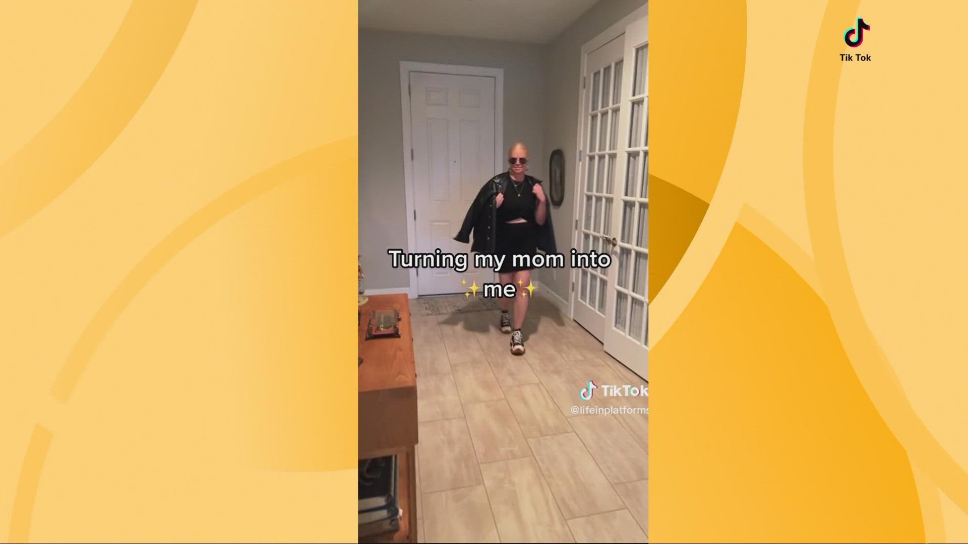 The viral trend 'Turning my Mom into Me' has garnered millions of views on social platforms.