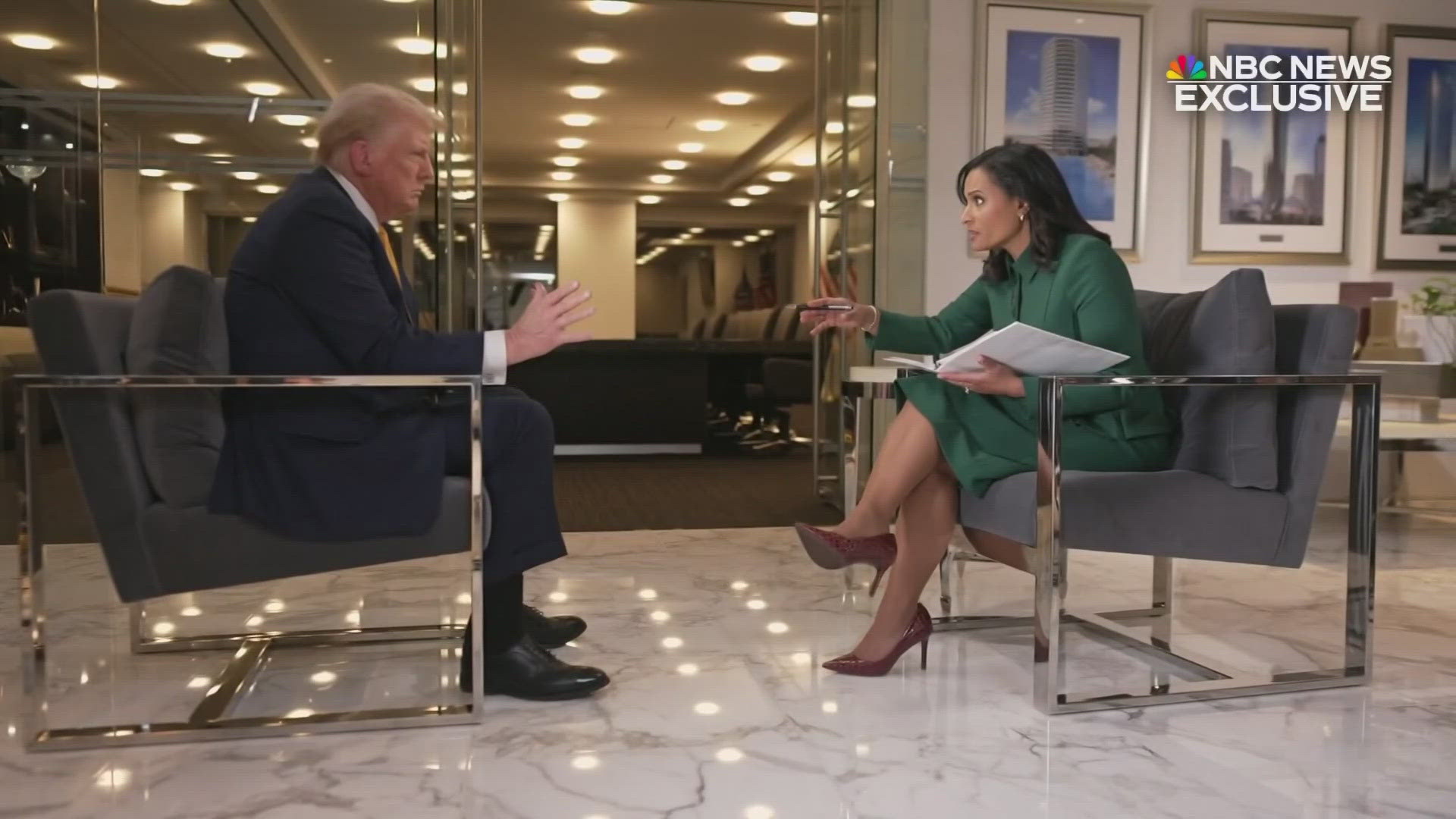 The interview was an NBC exclusive.