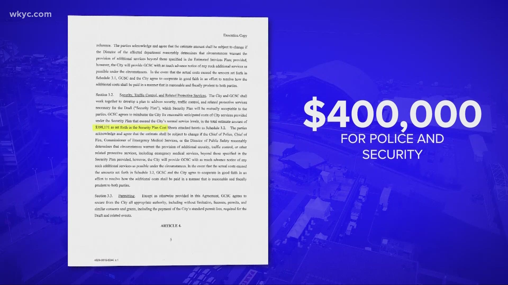 The city is seeking nearly $400,000 for police and tens of thousands more for other services, according to a contract with the Greater Cleveland Sports Commission.