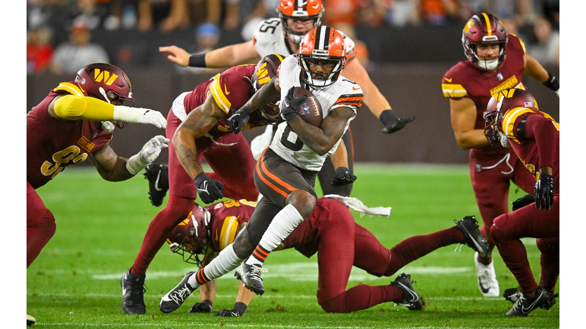 Washington Commanders safety Jartavius Martin plays against the Cleveland  Browns during the first half of a preseason NFL football game on Friday,  Aug. 11, 2023, in Cleveland. (AP Photo/David Richard Stock Photo 