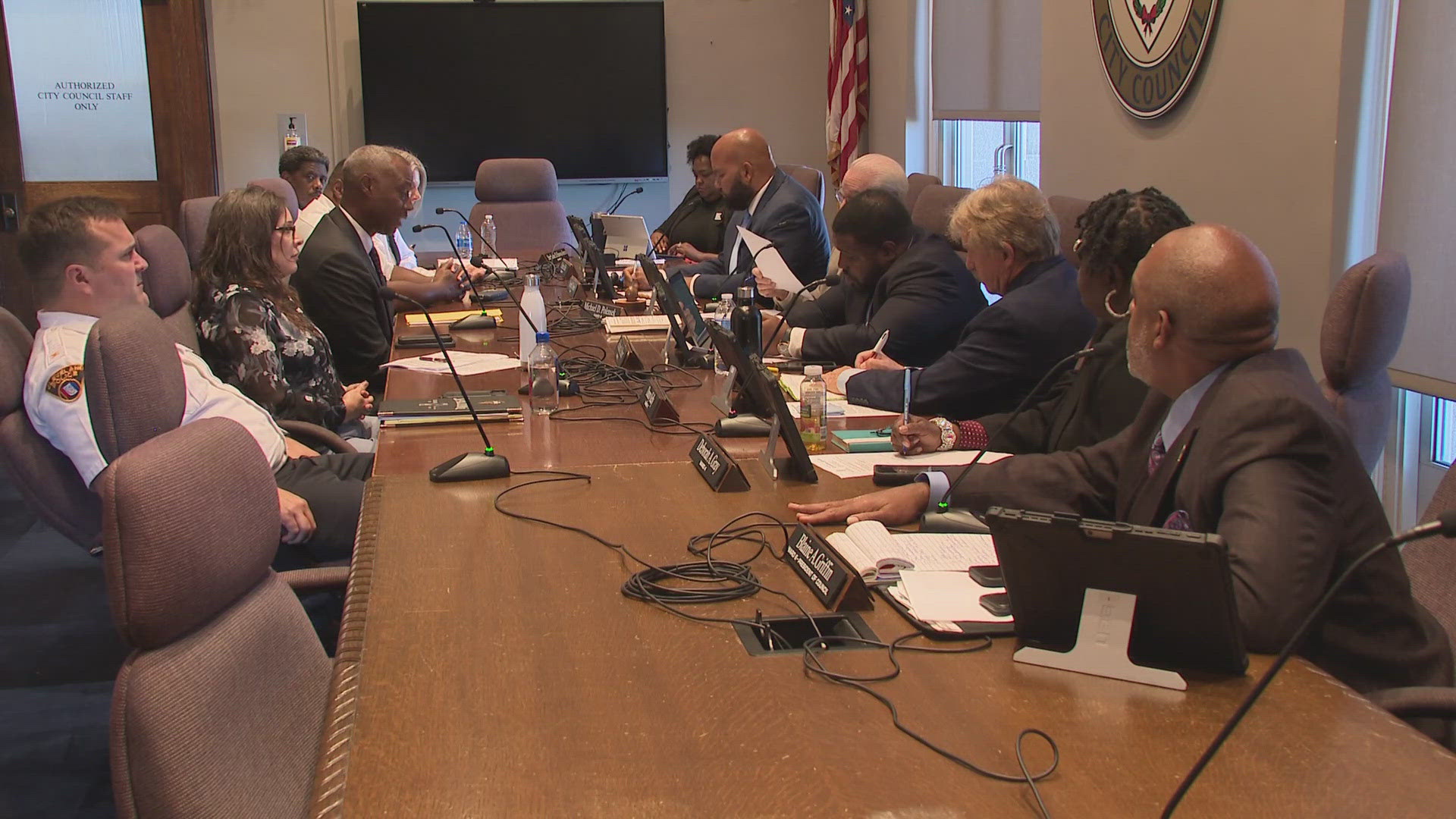 The hearing took place during the scheduled Cleveland City Council Safety Committee meeting.