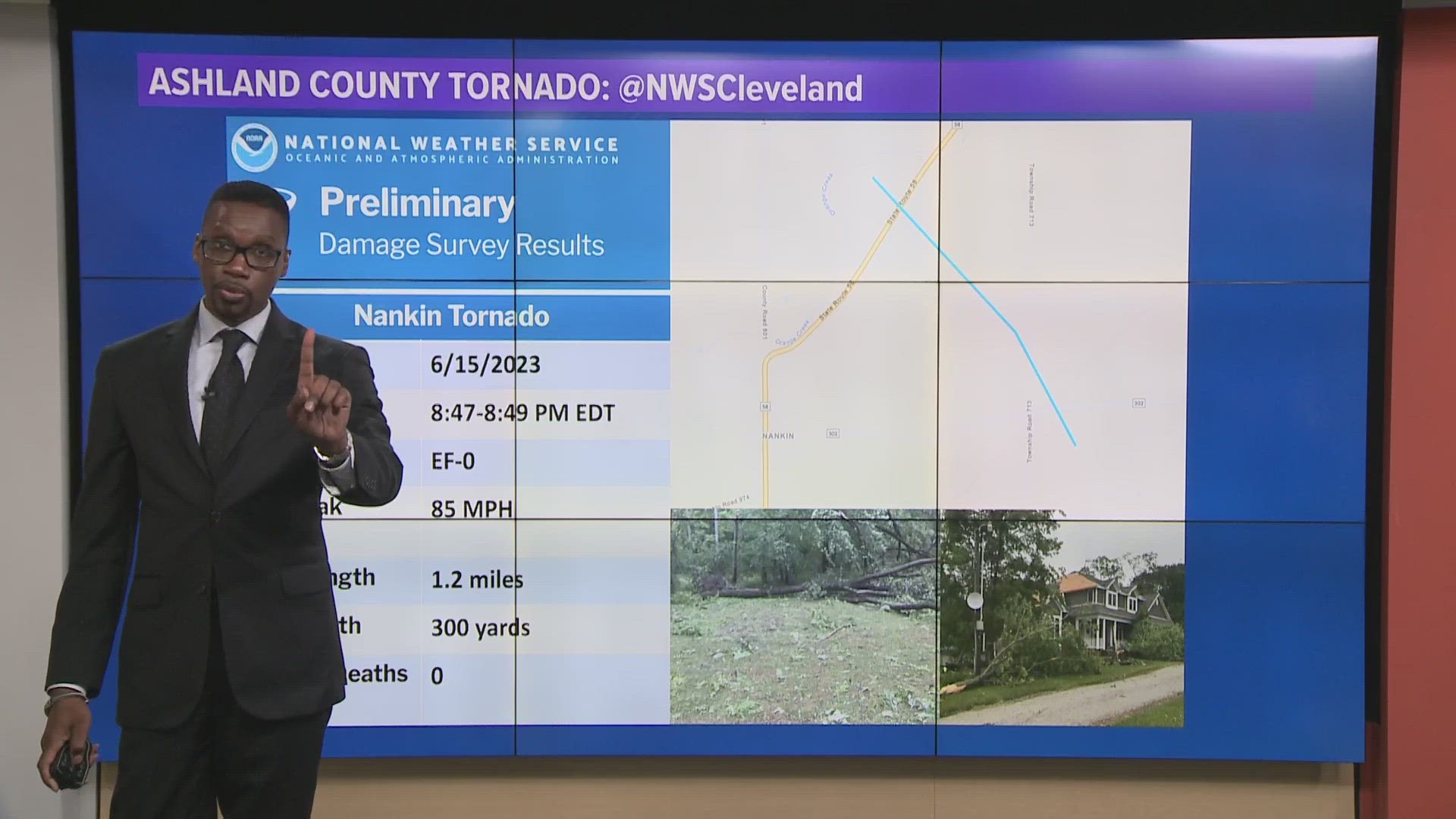 The National Weather Service confirmed an EF-0 tornado touched down in Ashland County.