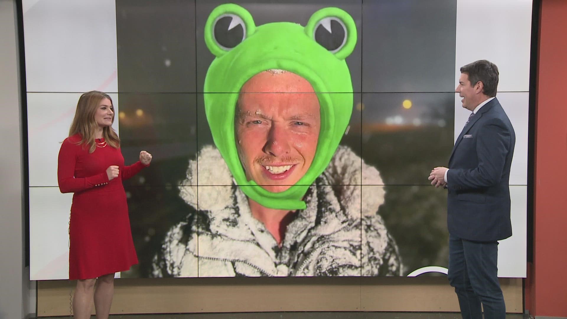 Here's what happened when 3News' Austin Love decided not to wear a hat while covering snow on Thursday morning.
