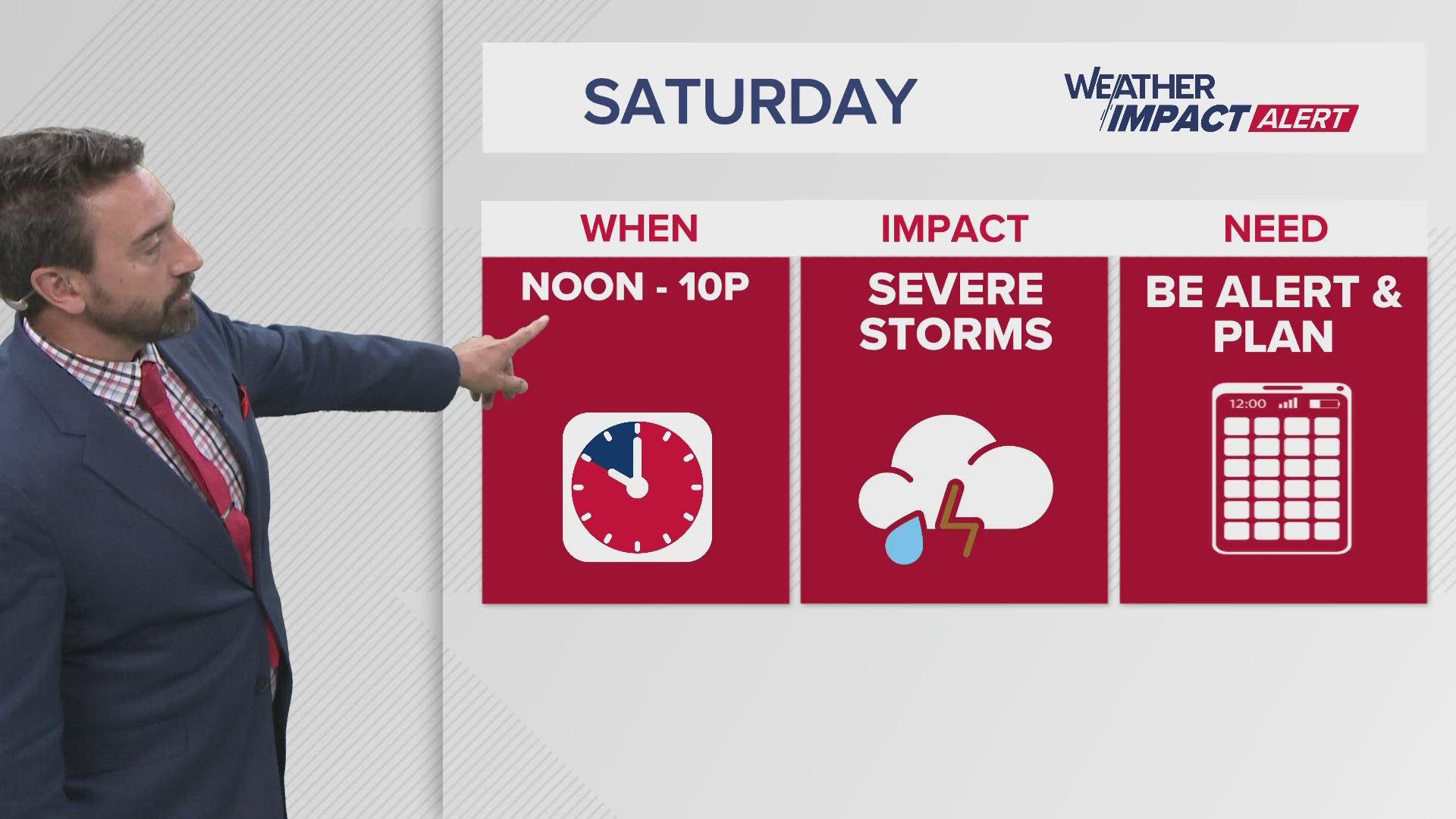 A severe storm threat arrives Saturday. 3News' Matt Wintz has the hour-by-hour details in his morning weather forecast for Friday, June 28, 2024.