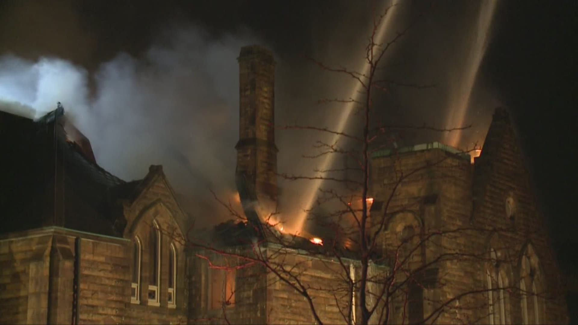 April 19, 2018: A piece of Akron's history went up in flames as the former St. Paul's Episcopal Church and Sunday school caught fire late Wednesday night. Heavy smoke and flames could be seen shooting from the building on Forge and East Market.