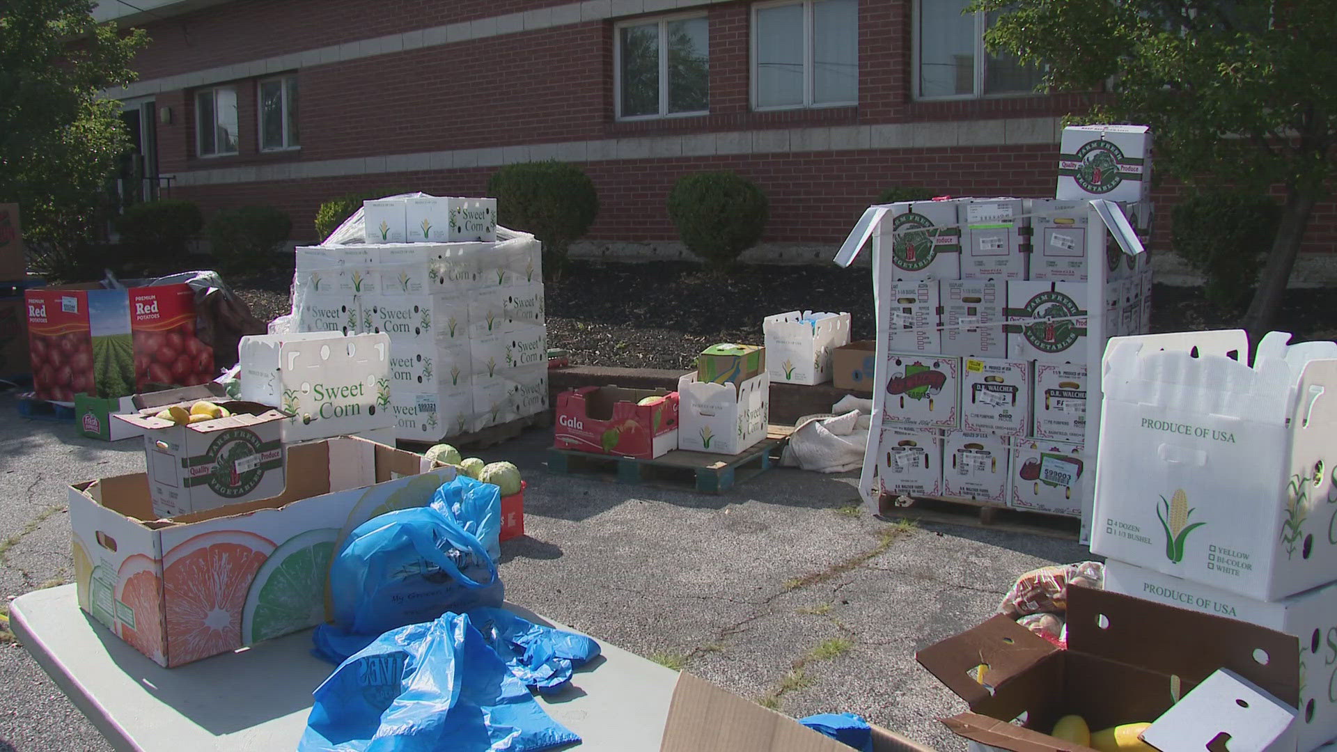 St. Malachi's Monday night meals are currently suspended, but the Greater Cleveland Food Bank is donating fresh vegetables to those in need.